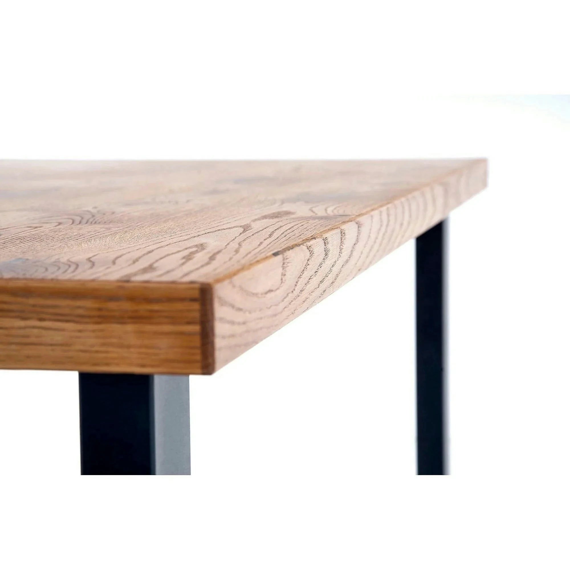 Masa extensibila HORUS, stejar/negru, furnir/otel, 126/206x80x76 cm