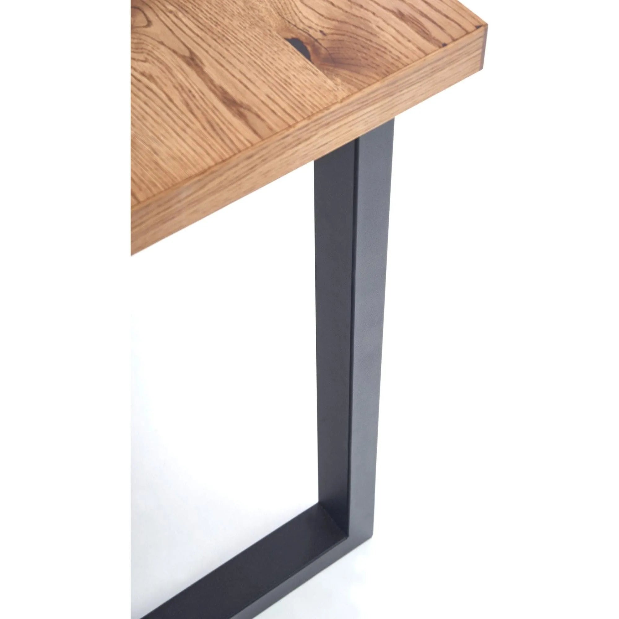 Masa extensibila HORUS, stejar/negru, furnir/otel, 126/206x80x76 cm
