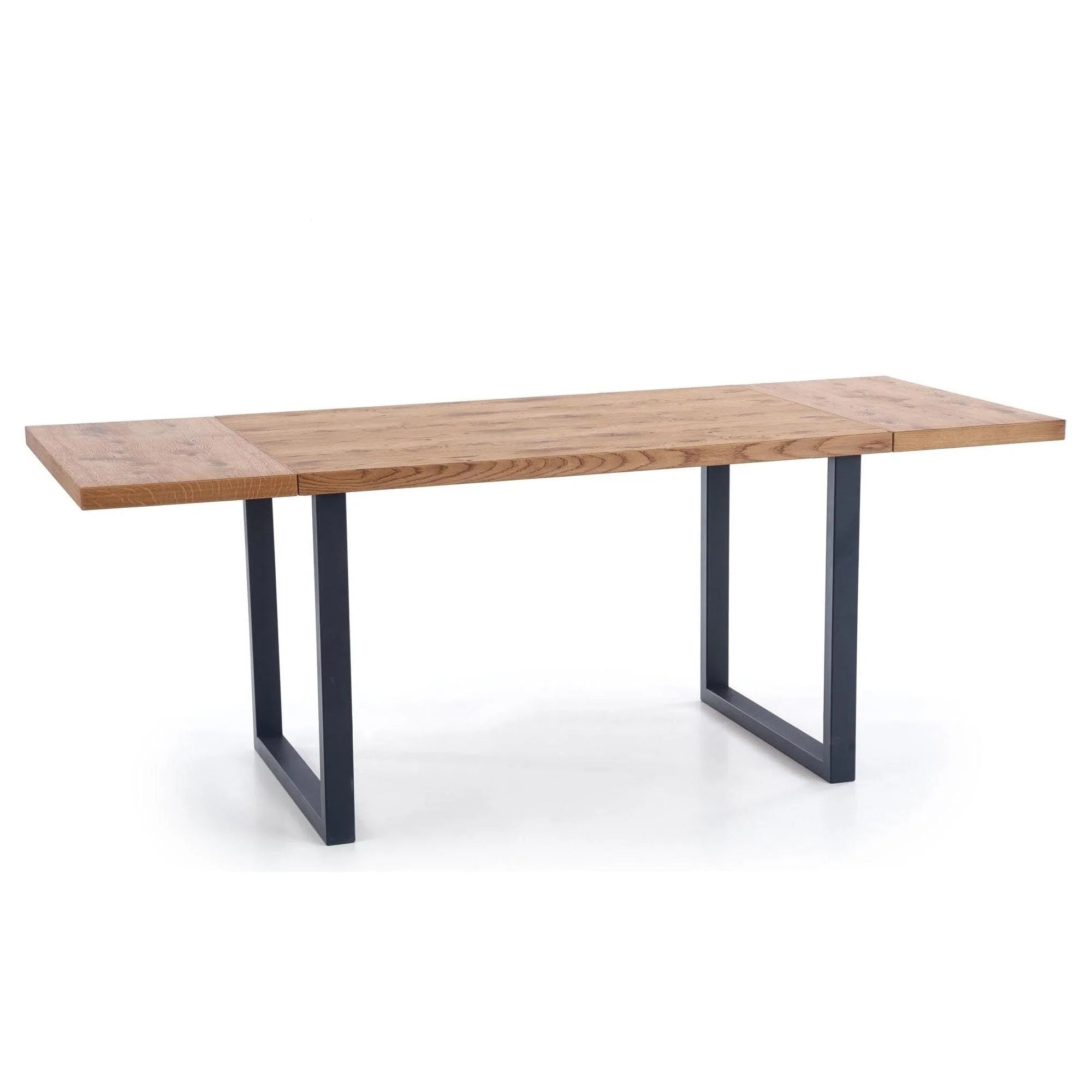 Masa extensibila HORUS, stejar/negru, furnir/otel, 126/206x80x76 cm