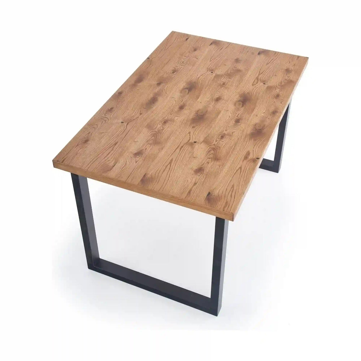 Masa extensibila HORUS, stejar/negru, furnir/otel, 126/206x80x76 cm