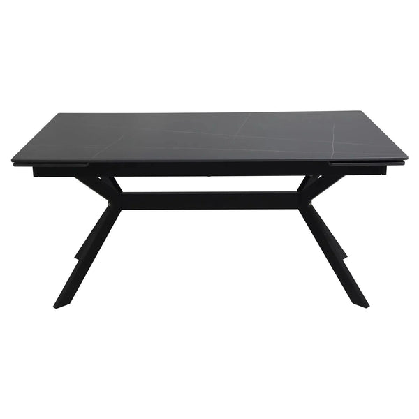 Masa extensibila IMPERIA, negru mat cu efect de marmura, ceramica/metal, 160/220x90x76 cm
