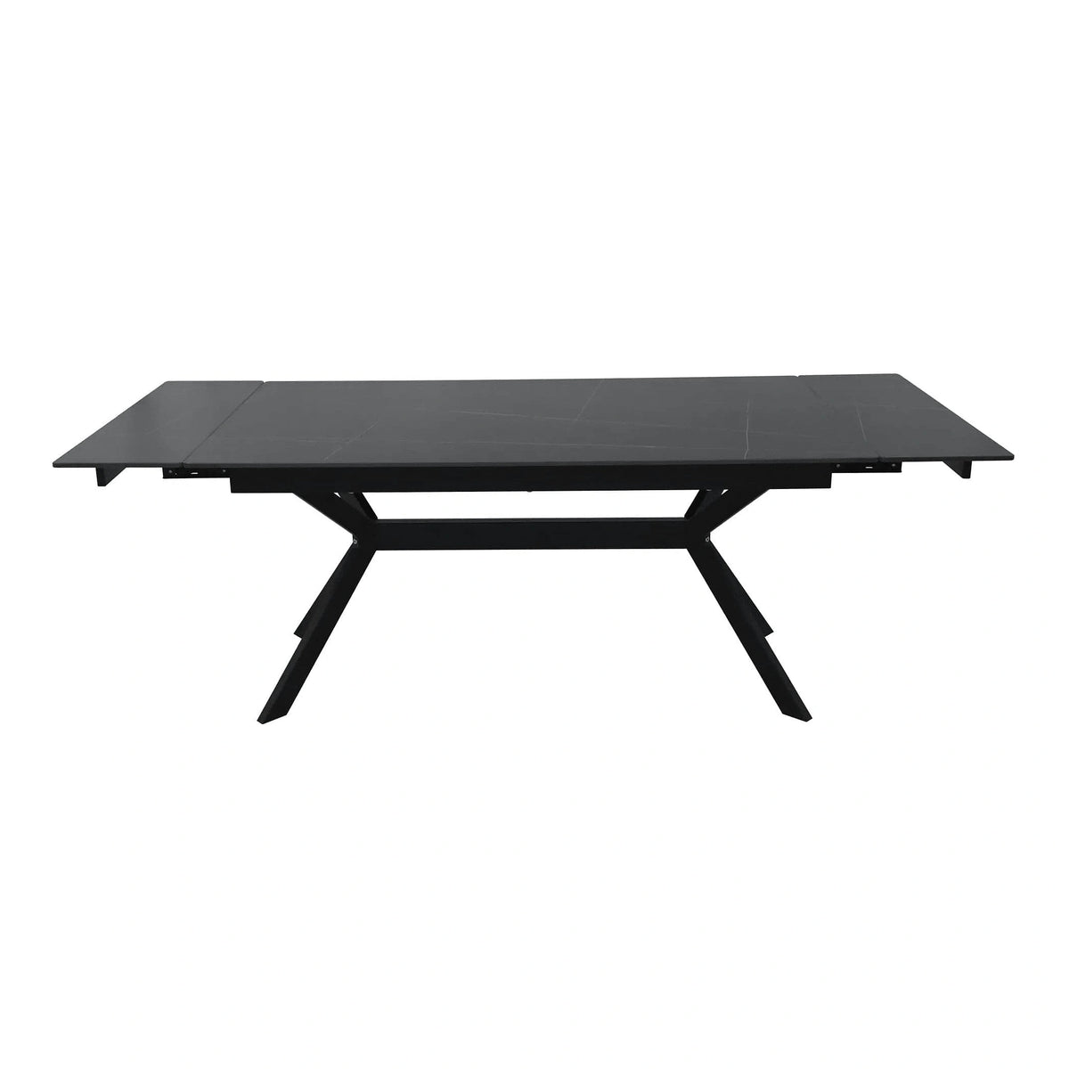 Masa extensibila IMPERIA, negru mat cu efect de marmura, ceramica/metal, 160/220x90x76 cm
