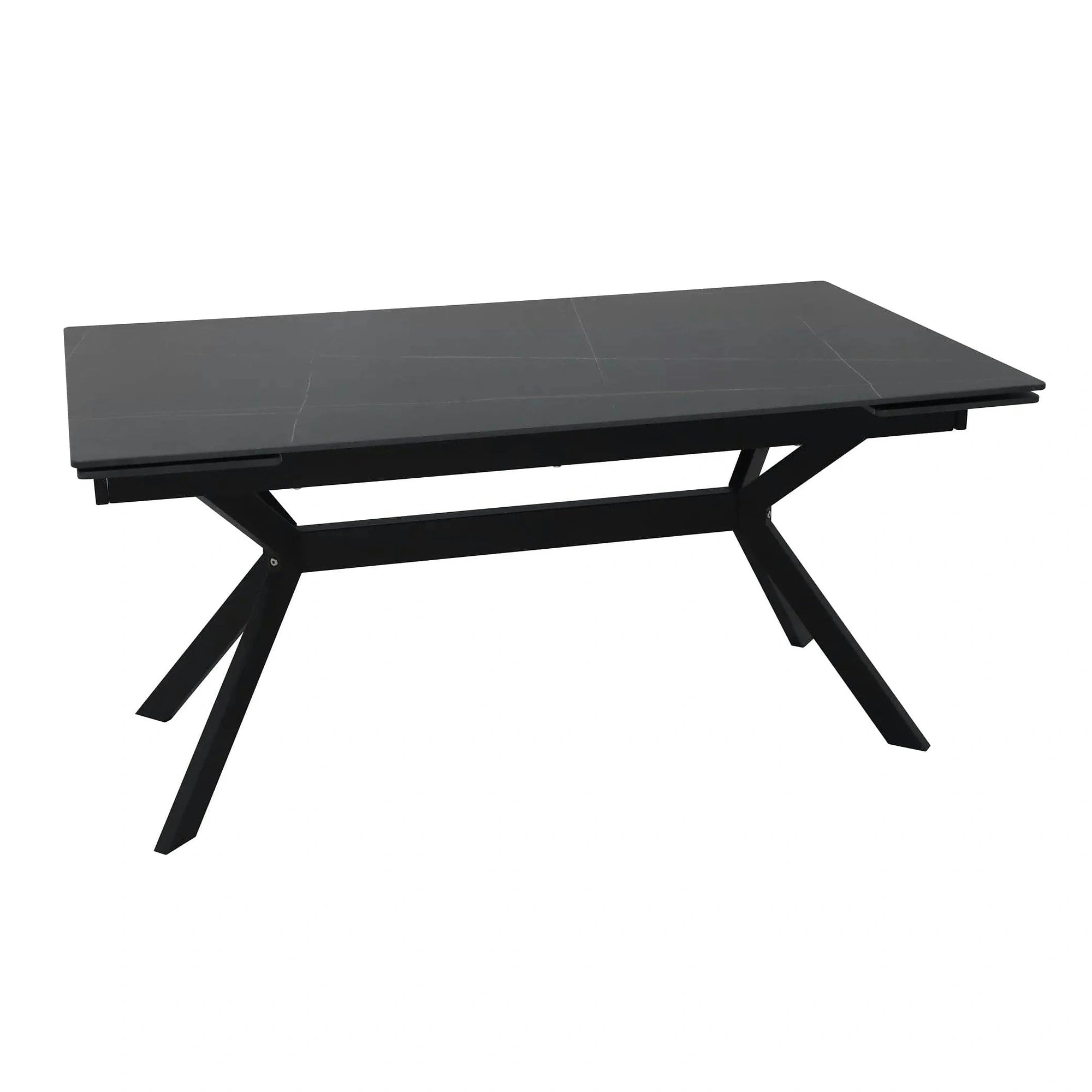 Masa extensibila IMPERIA, negru mat cu efect de marmura, ceramica/metal, 160/220x90x76 cm