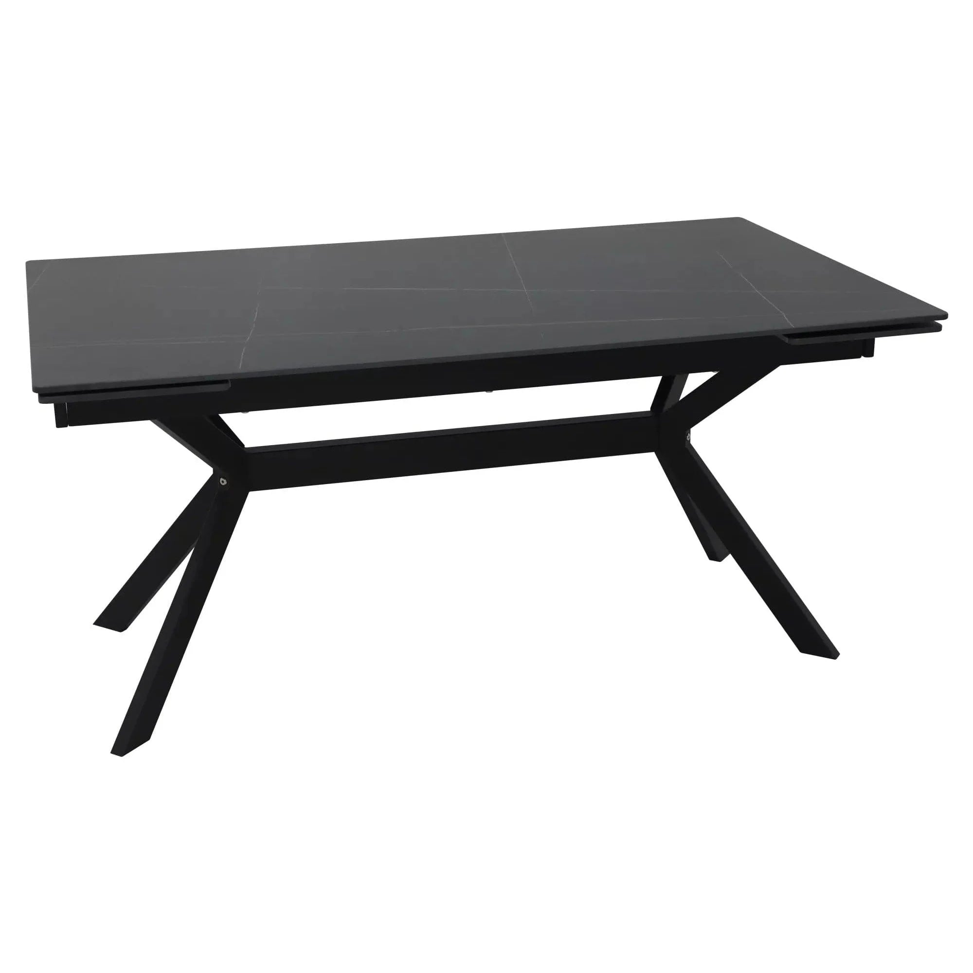 Masa extensibila IMPERIA, negru mat cu efect de marmura, ceramica/metal, 160/220x90x76 cm