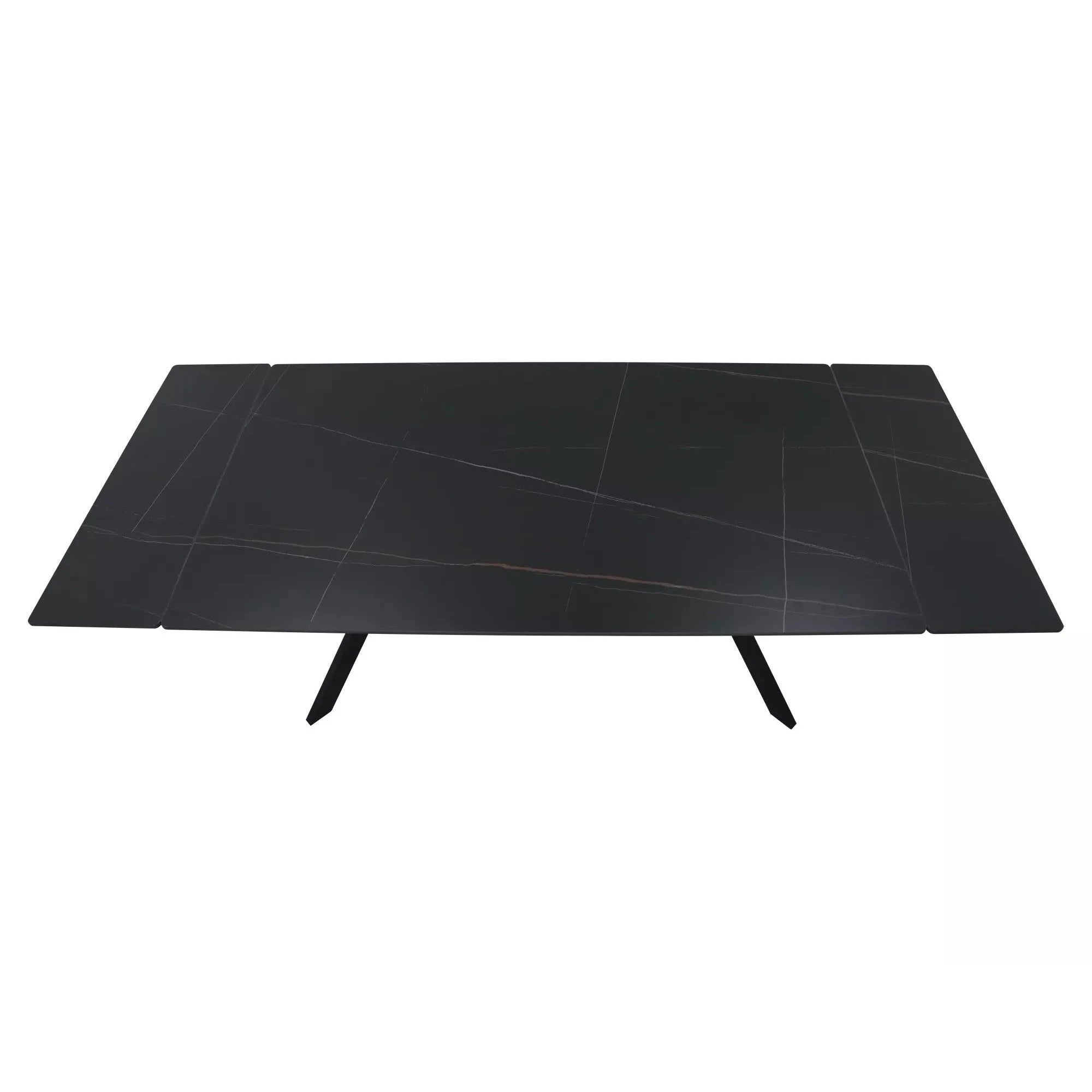 Masa extensibila IMPERIA, negru mat cu efect de marmura, ceramica/metal, 180/240x90x76 cm