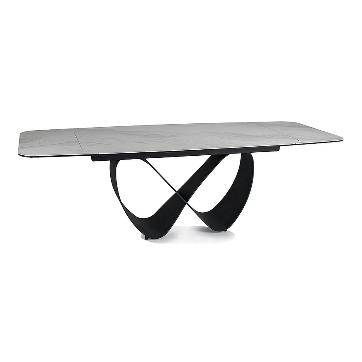 Masa extensibila INFINITY, alb/negru, sticla securizata/ceramica/metal, 160/240x95x76 cm
