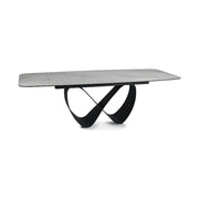 Masa extensibila INFINITY, alb/negru, sticla securizata/ceramica/metal, 160/240x95x76 cm