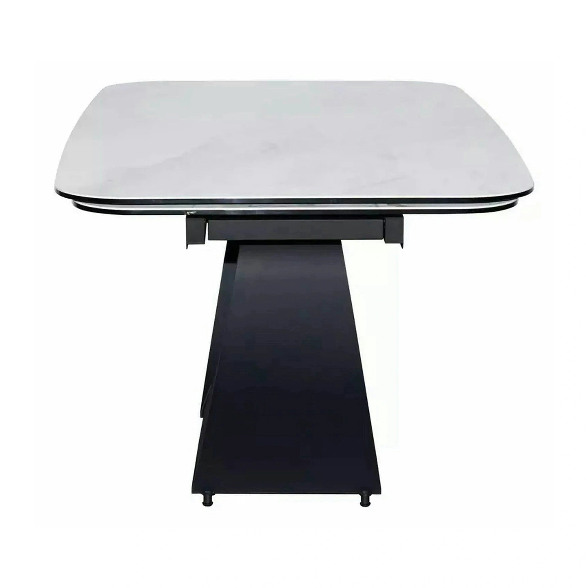 Masa extensibila INFINITY, alb/negru, sticla securizata/ceramica/metal, 160/240x95x76 cm