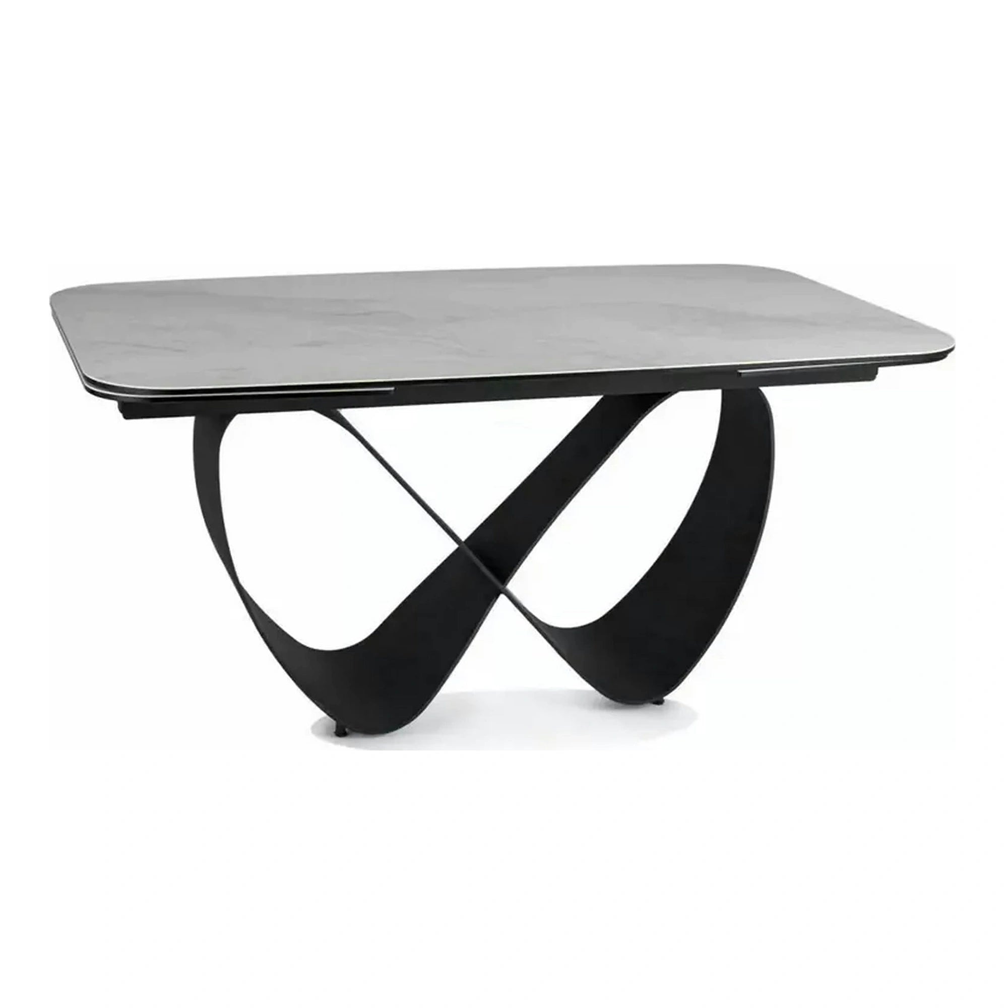 Masa extensibila INFINITY, alb/negru, sticla securizata/ceramica/metal, 160/240x95x76 cm