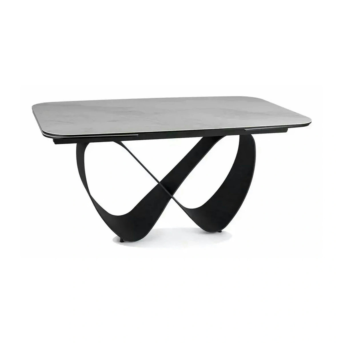 Masa extensibila INFINITY, alb/negru, sticla securizata/ceramica/metal, 160/240x95x76 cm
