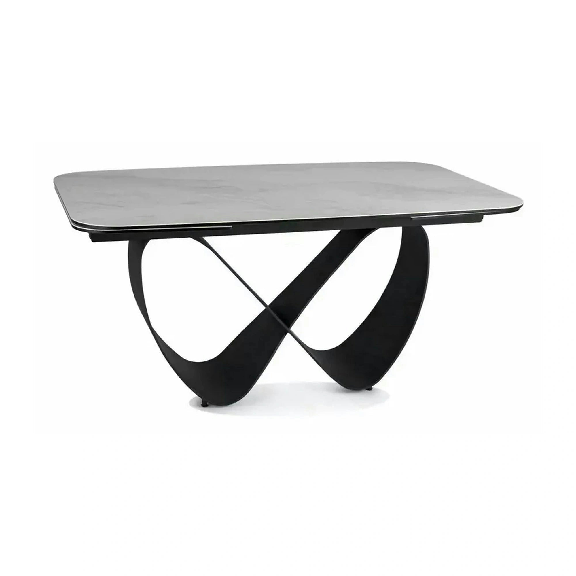 Masa extensibila INFINITY, alb/negru, sticla securizata/ceramica/metal, 160/240x95x76 cm