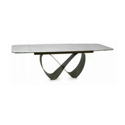 Masă extensibilă INFINITY, bej/cupru, sticlă securizată/ceramică/metal, 160–240x95x76 cm