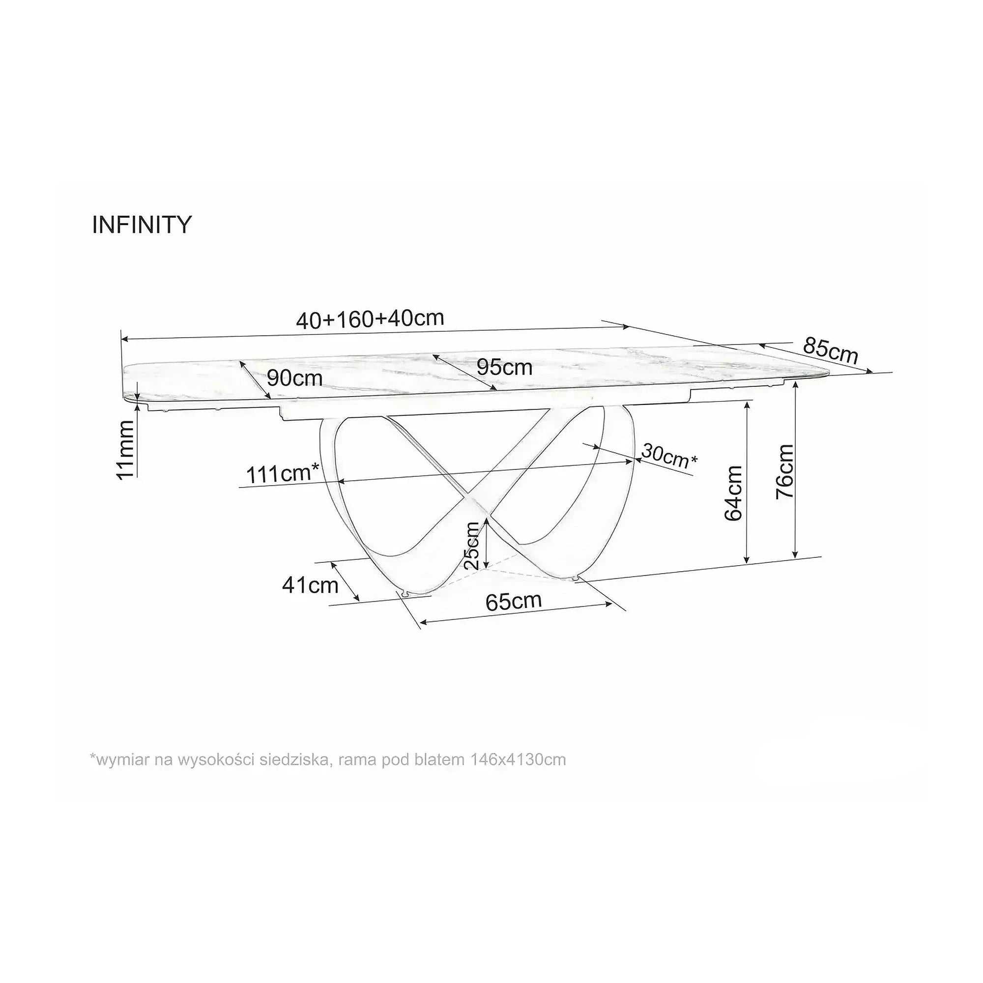 Masă extensibilă INFINITY, bej/cupru, sticlă securizată/ceramică/metal, 160–240x95x76 cm