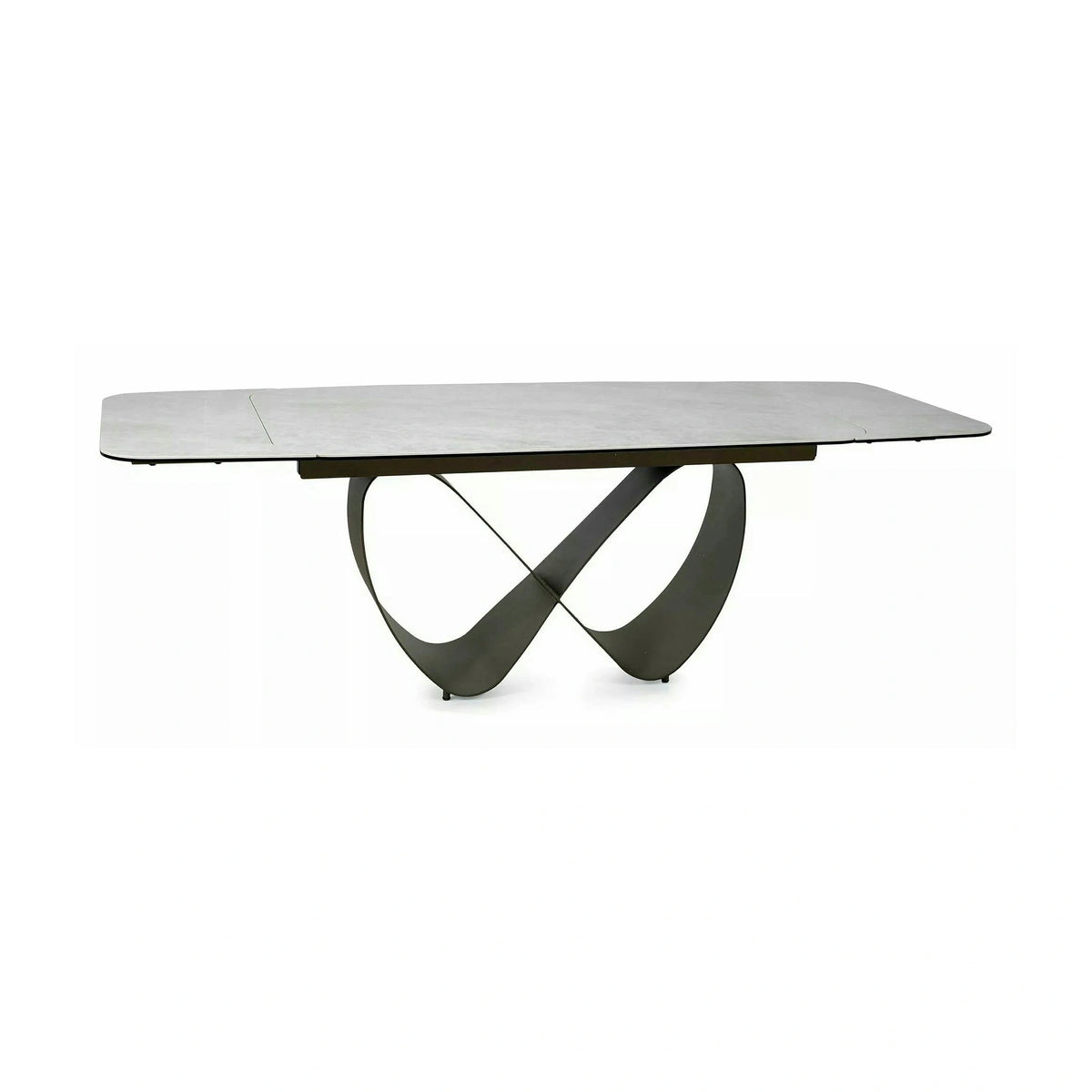 Masă extensibilă INFINITY, bej/cupru, sticlă securizată/ceramică/metal, 160–240x95x76 cm