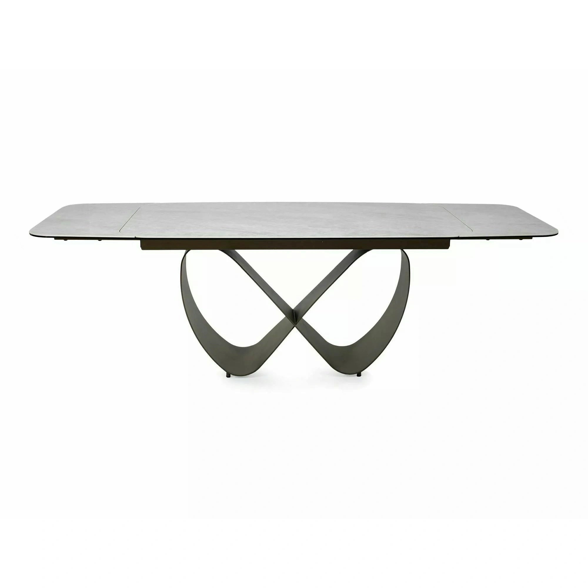 Masă extensibilă INFINITY, bej/cupru, sticlă securizată/ceramică/metal, 160–240x95x76 cm