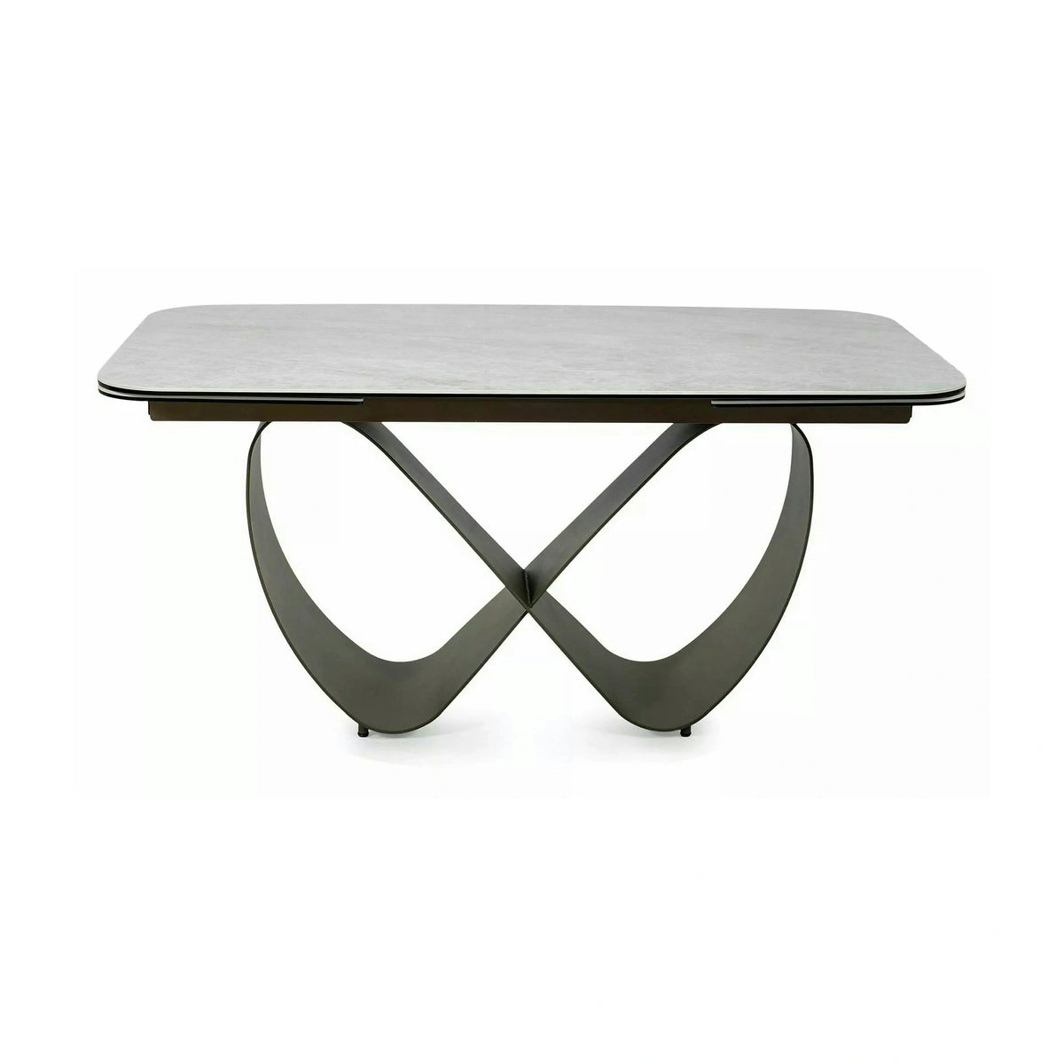 Masă extensibilă INFINITY, bej/cupru, sticlă securizată/ceramică/metal, 160–240x95x76 cm