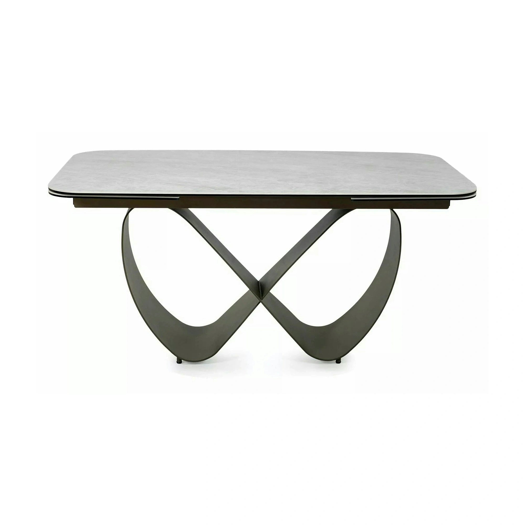 Masă extensibilă INFINITY, bej/cupru, sticlă securizată/ceramică/metal, 160–240x95x76 cm