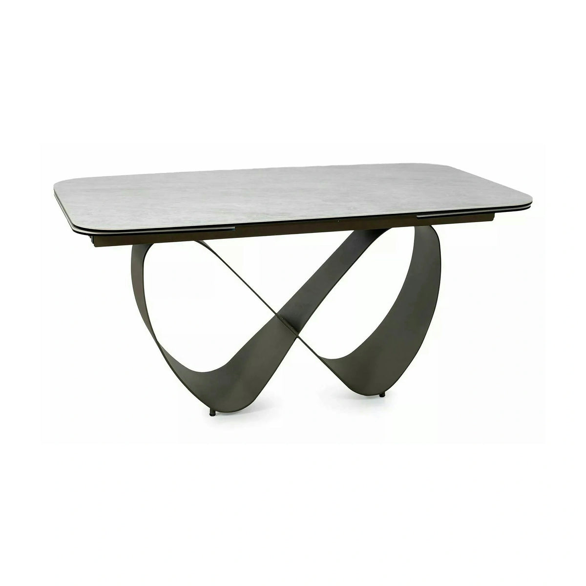 Masă extensibilă INFINITY, bej/cupru, sticlă securizată/ceramică/metal, 160–240x95x76 cm