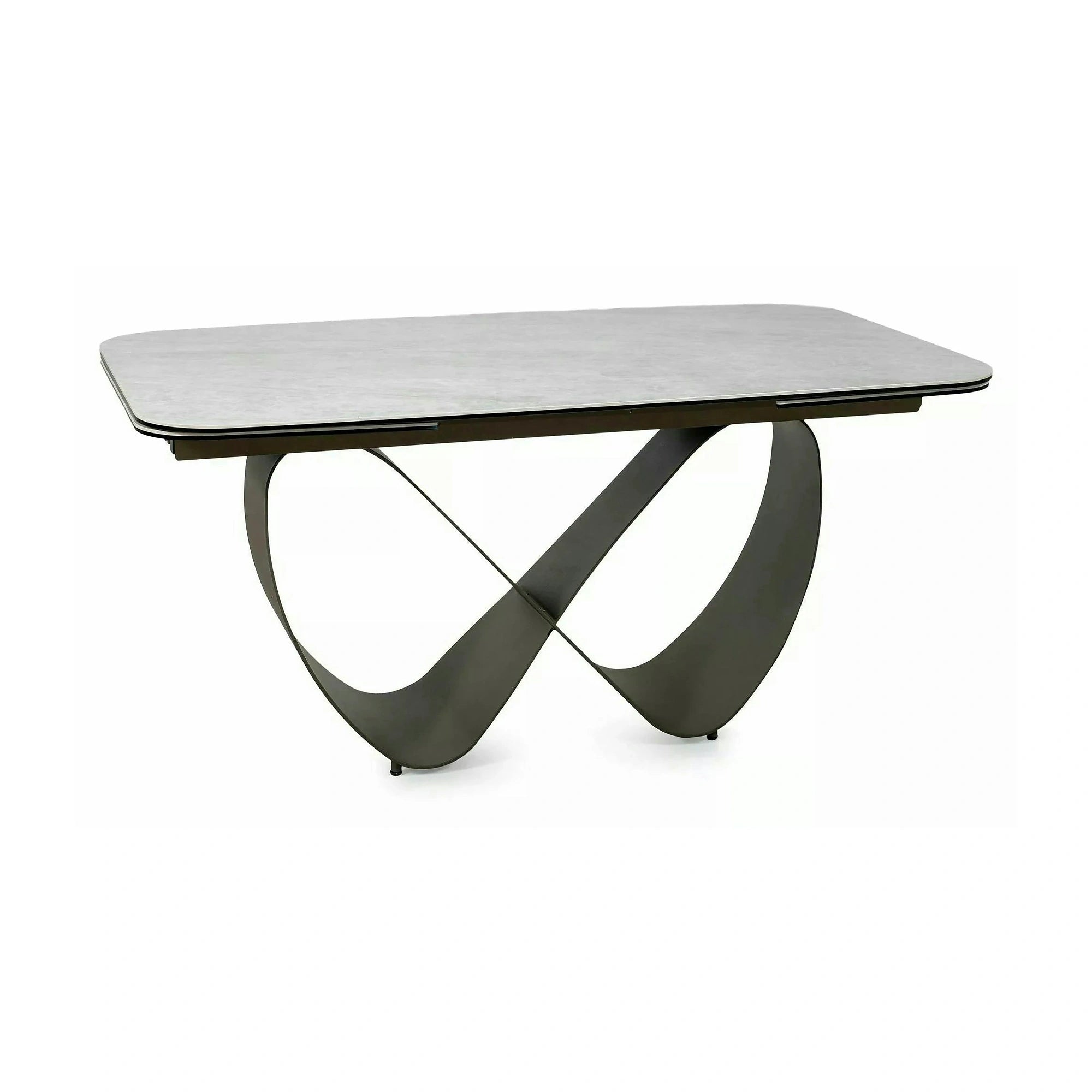 Masă extensibilă INFINITY, bej/cupru, sticlă securizată/ceramică/metal, 160–240x95x76 cm