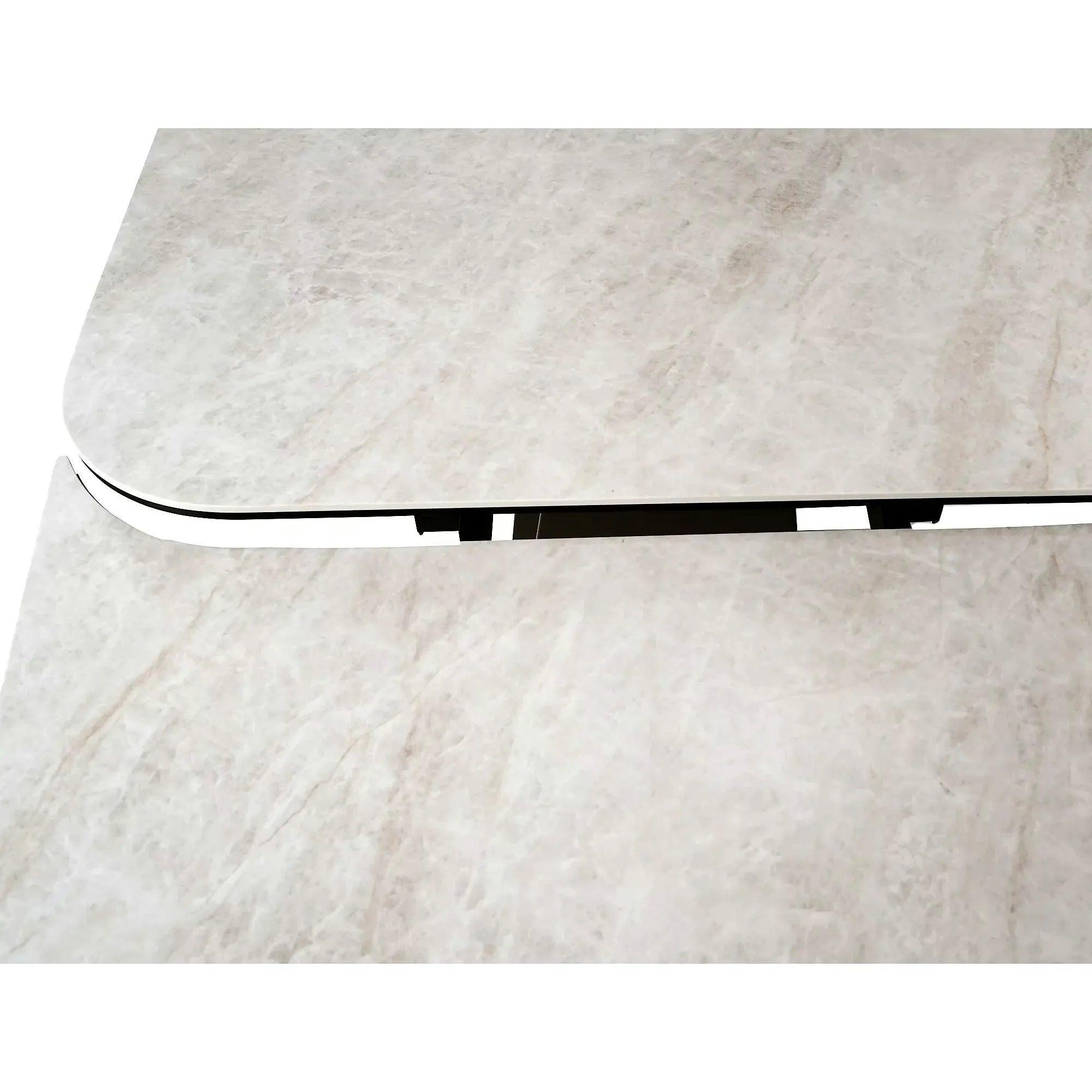 Masă extensibilă INFINITY, bej/cupru, sticlă securizată/ceramică/metal, 160–240x95x76 cm