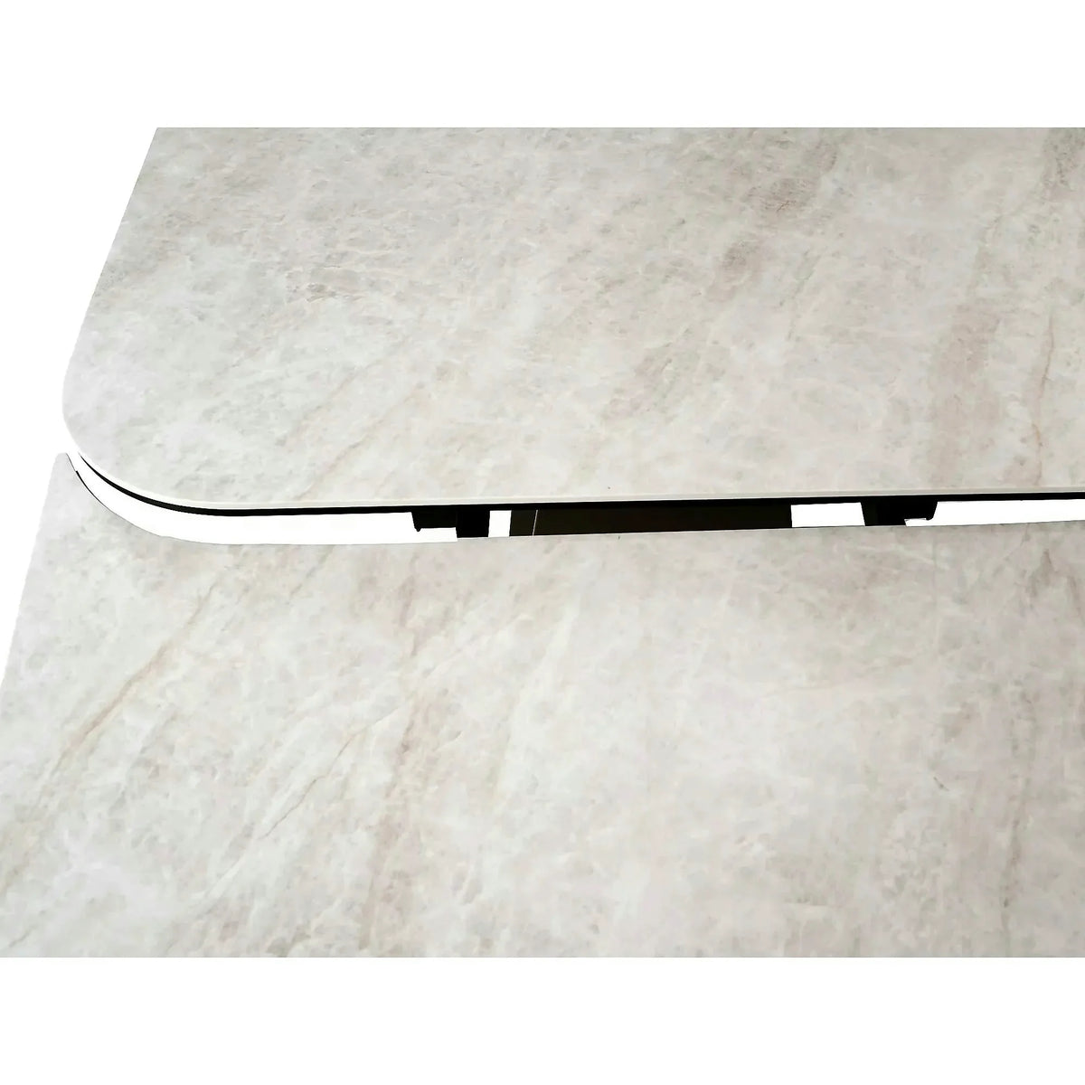 Masă extensibilă INFINITY, bej/cupru, sticlă securizată/ceramică/metal, 160–240x95x76 cm