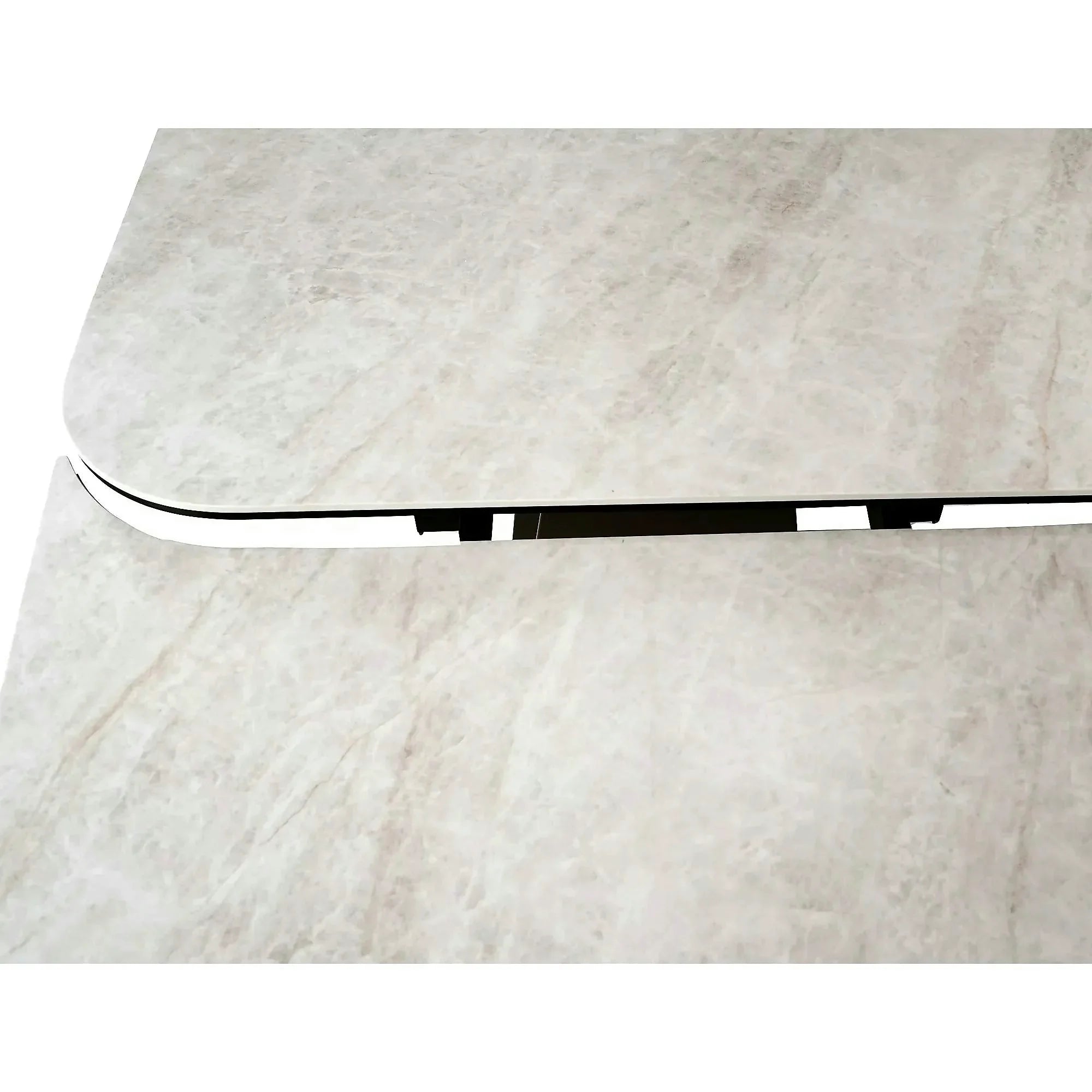 Masă extensibilă INFINITY, bej/cupru, sticlă securizată/ceramică/metal, 160–240x95x76 cm