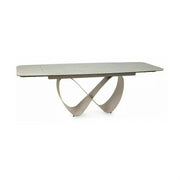 Masă extensibilă INFINITY, bej mat/cașmir, sticlă securizată/ceramică/metal, 160–240x95x76 cm