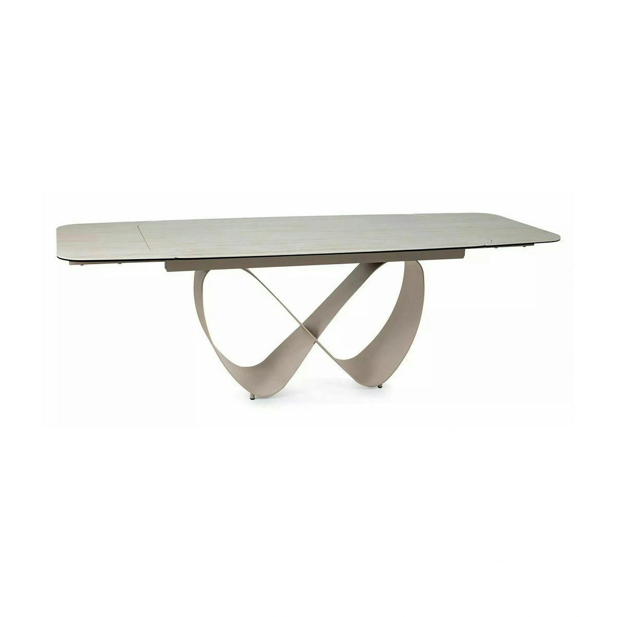 Masă extensibilă INFINITY, bej mat/cașmir, sticlă securizată/ceramică/metal, 160–240x95x76 cm