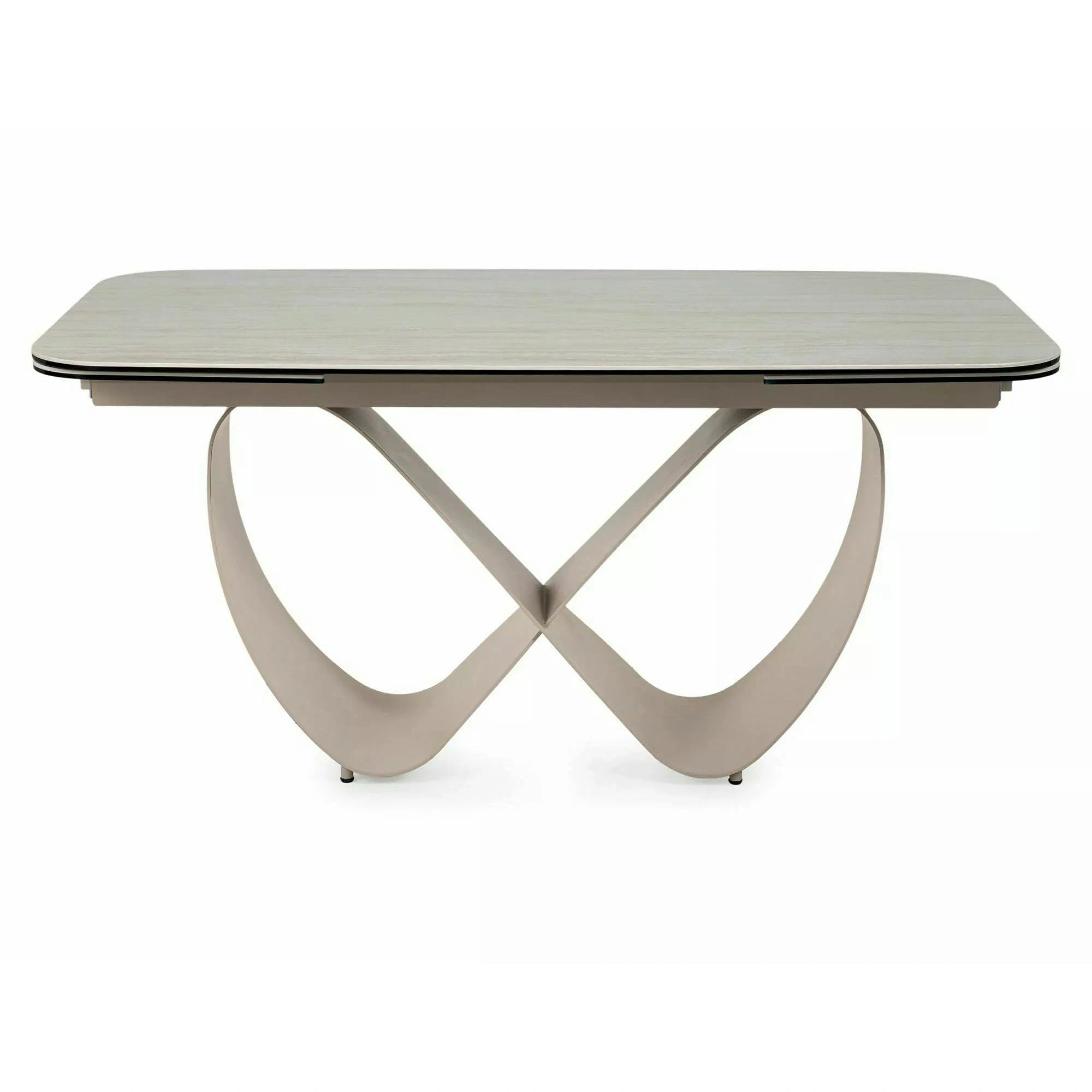 Masă extensibilă INFINITY, bej mat/cașmir, sticlă securizată/ceramică/metal, 160–240x95x76 cm