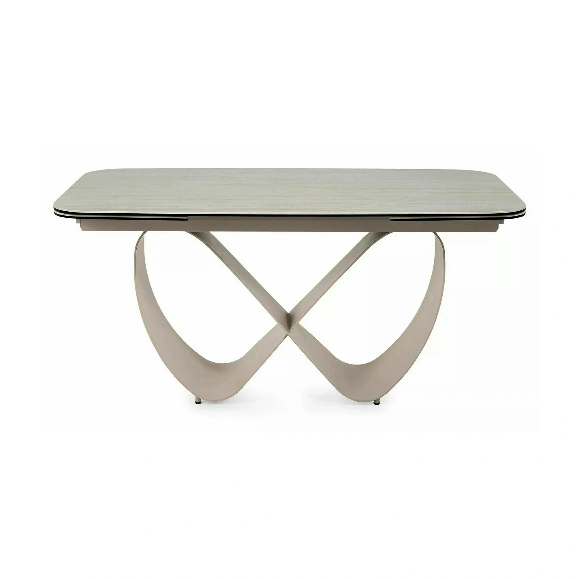 Masă extensibilă INFINITY, bej mat/cașmir, sticlă securizată/ceramică/metal, 160–240x95x76 cm