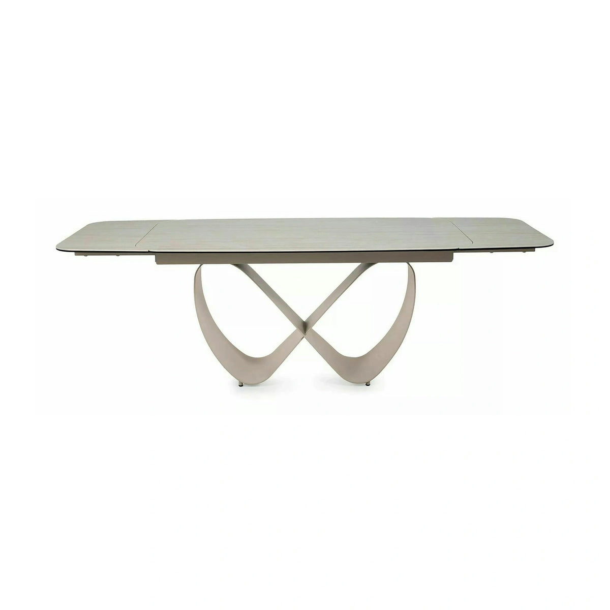 Masă extensibilă INFINITY, bej mat/cașmir, sticlă securizată/ceramică/metal, 160–240x95x76 cm