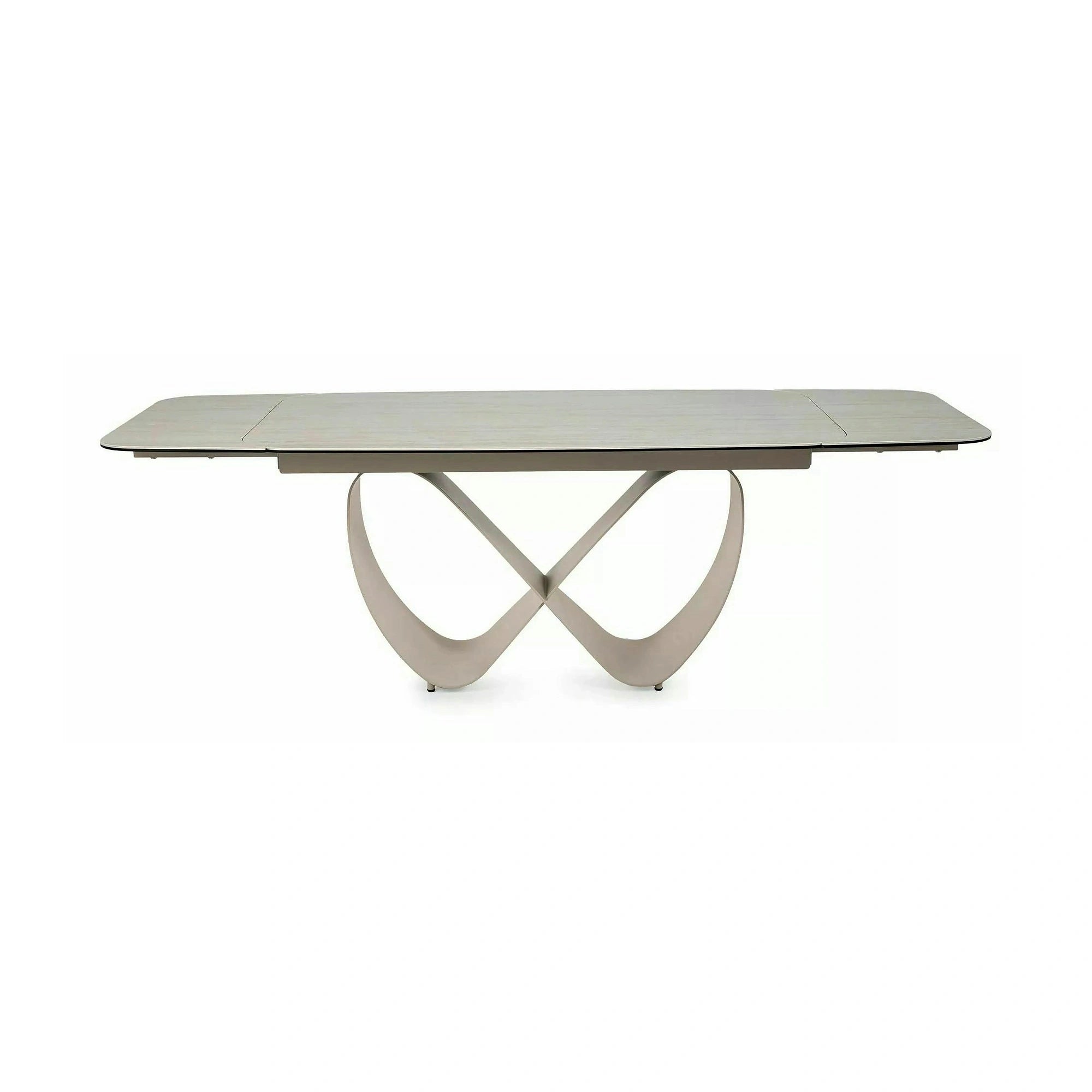 Masă extensibilă INFINITY, bej mat/cașmir, sticlă securizată/ceramică/metal, 160–240x95x76 cm