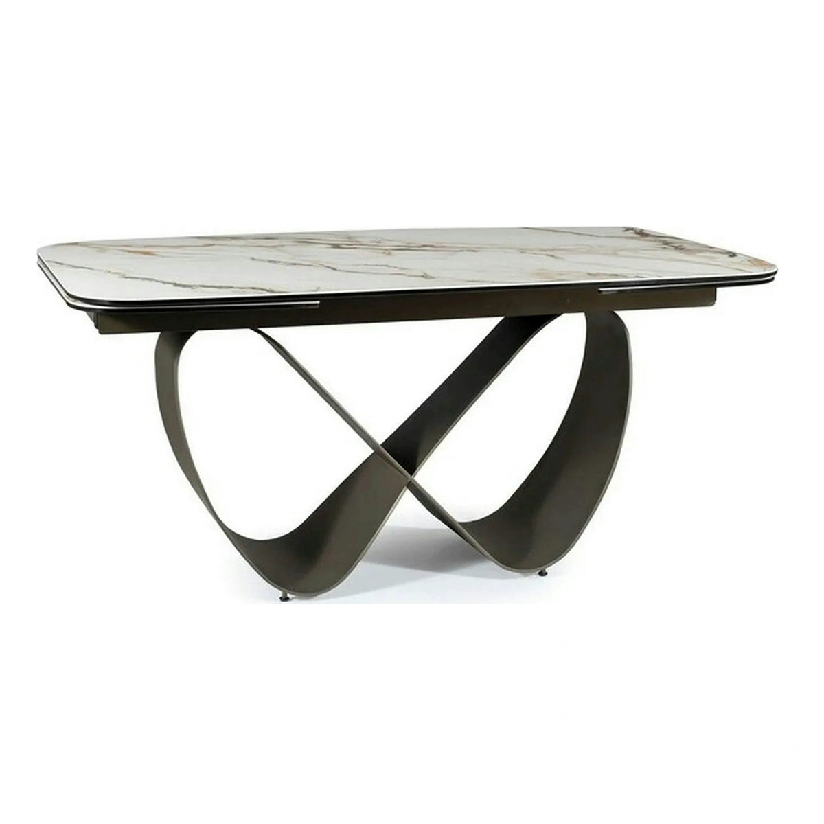 Masa extensibila INFINITY CERAMIC, alb/maro, sticla securizata/ceramica, 160/240x95x76 cm