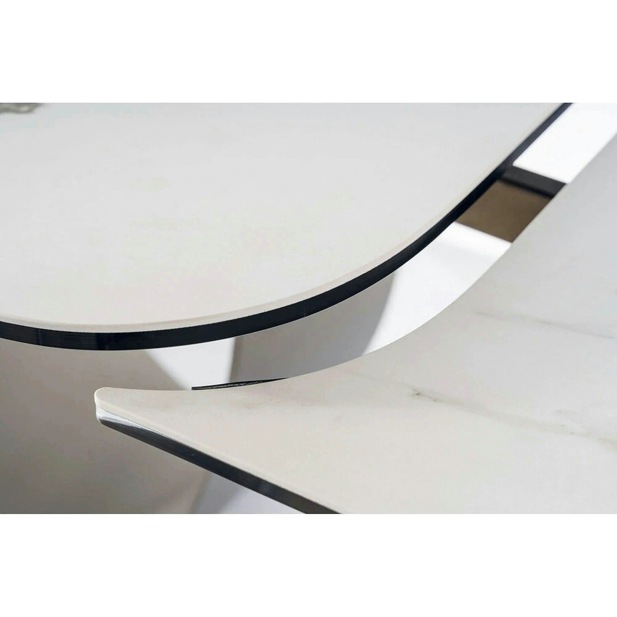 Masa extensibila INFINITY CERAMIC, alb/maro, sticla securizata/ceramica, 160/240x95x76 cm