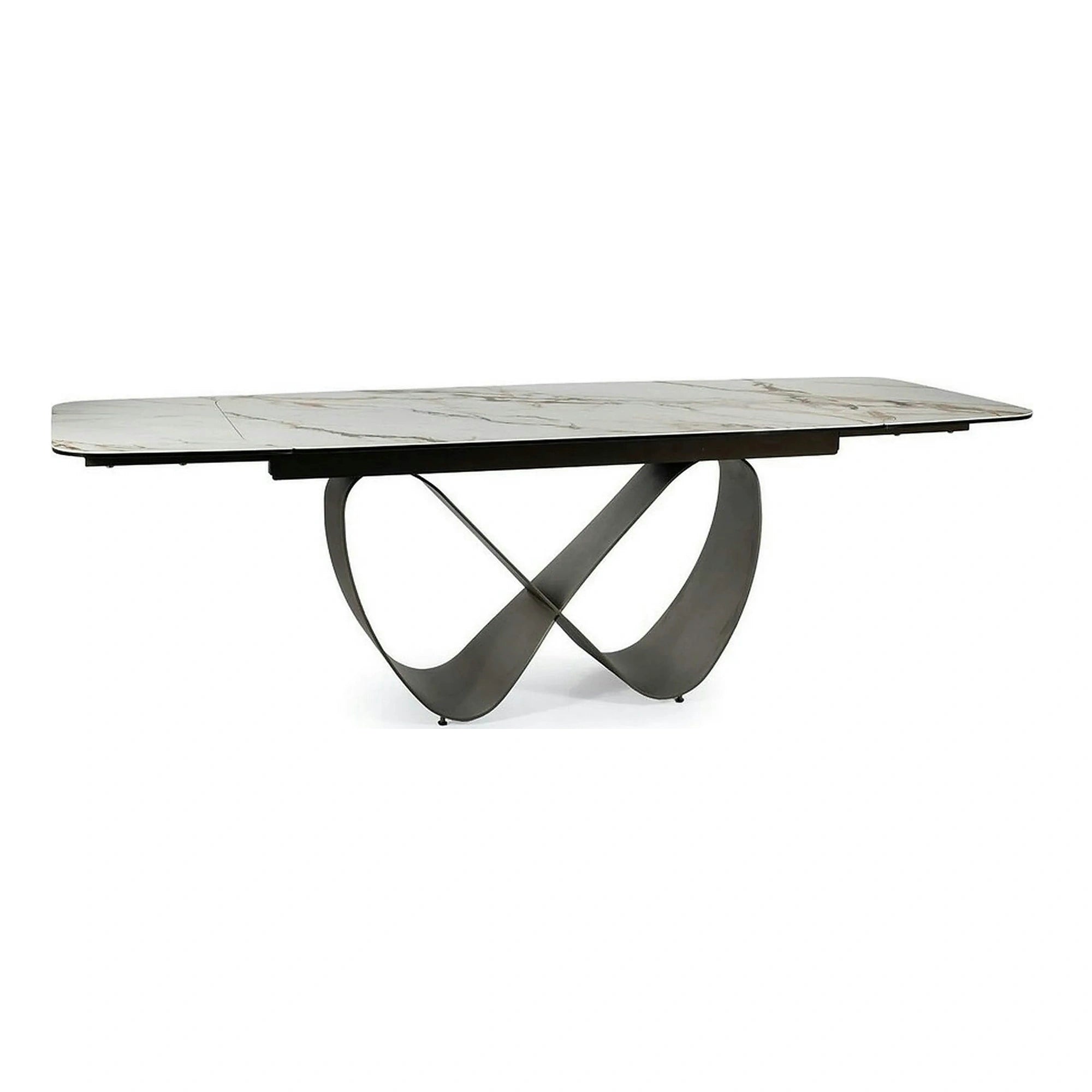 Masa extensibila INFINITY CERAMIC, alb/maro, sticla securizata/ceramica, 160/240x95x76 cm