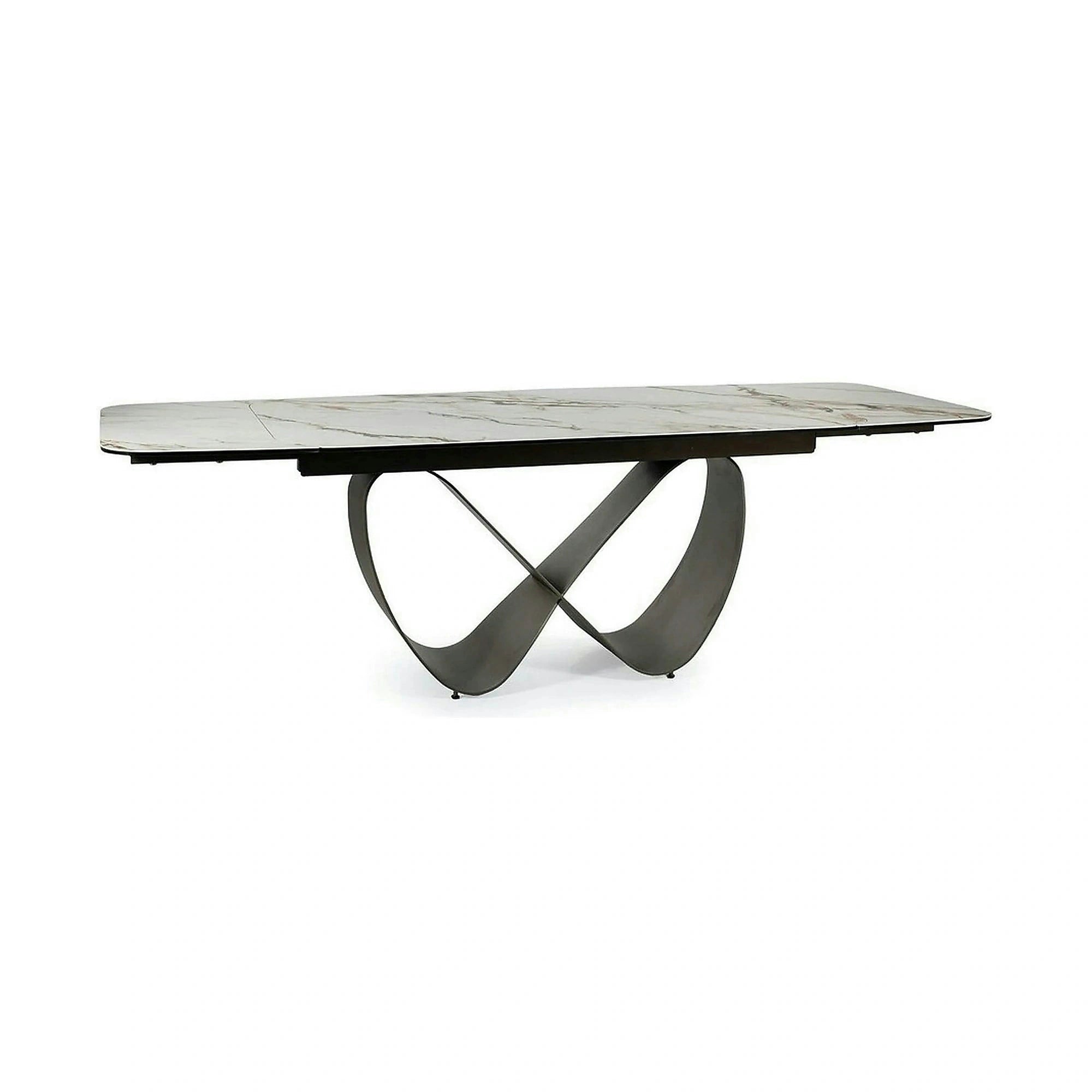 Masa extensibila INFINITY CERAMIC, alb/maro, sticla securizata/ceramica, 160/240x95x76 cm