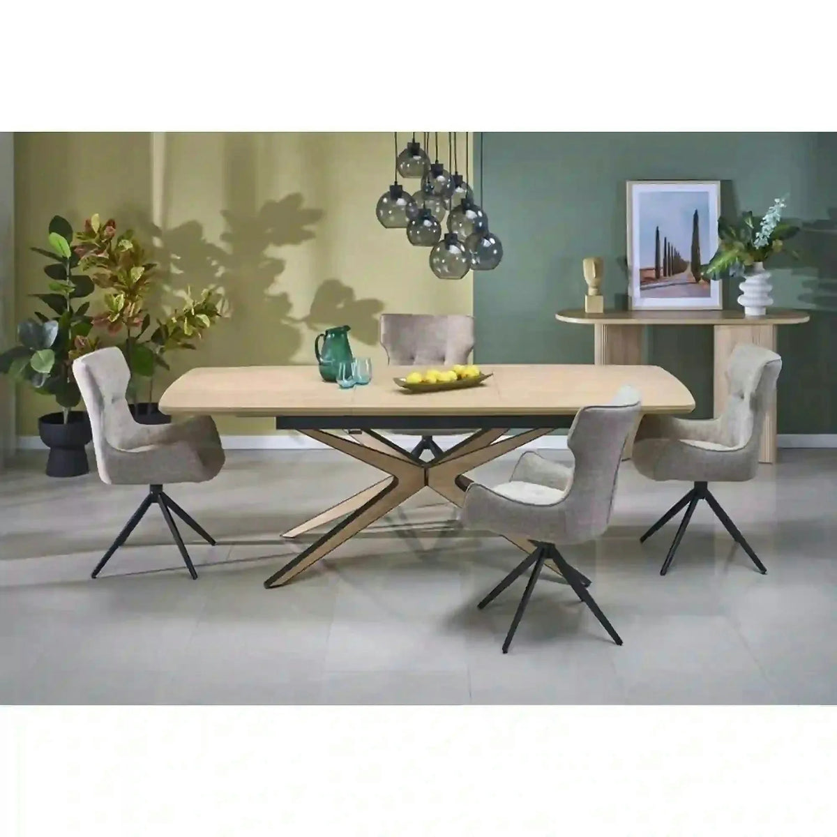 Masa extensibila JAMES, stejar/negru, 160/220x90x76 cm