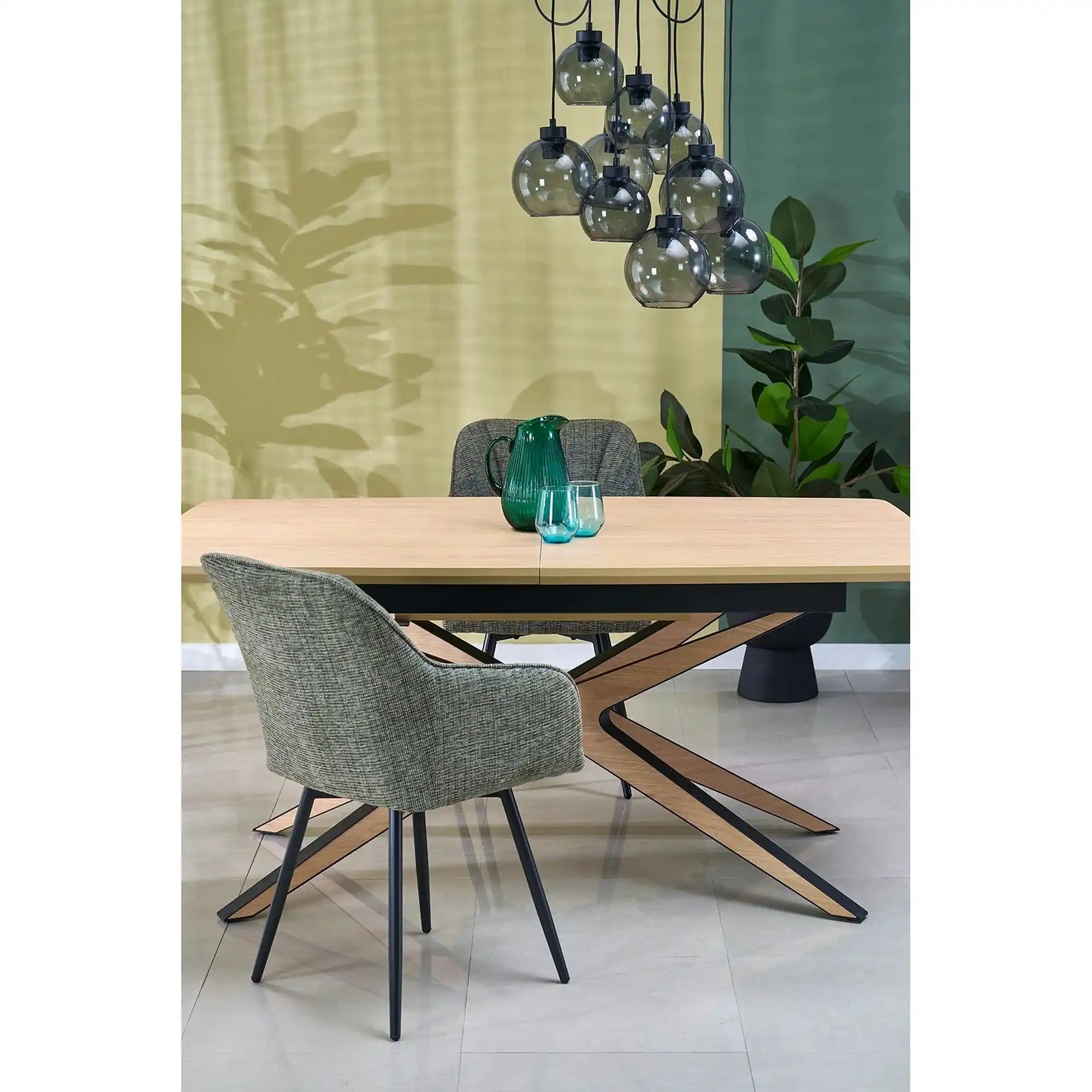 Masa extensibila JAMES, stejar/negru, 160/220x90x76 cm