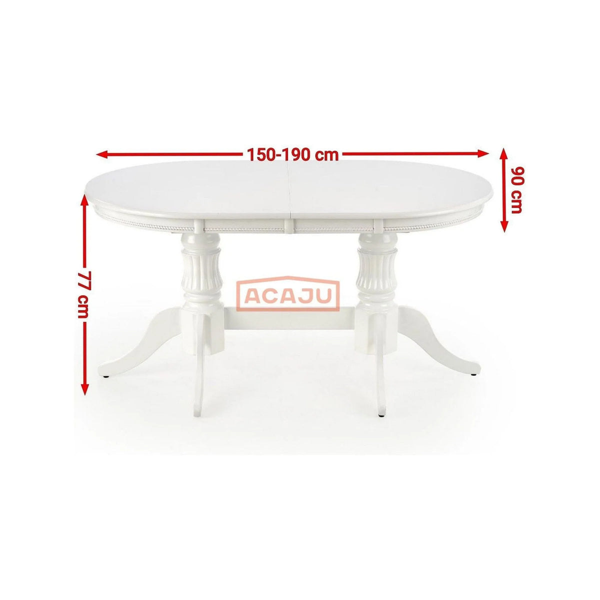 Masa alba vintage JOSEPH, 150/190x90x77 cm