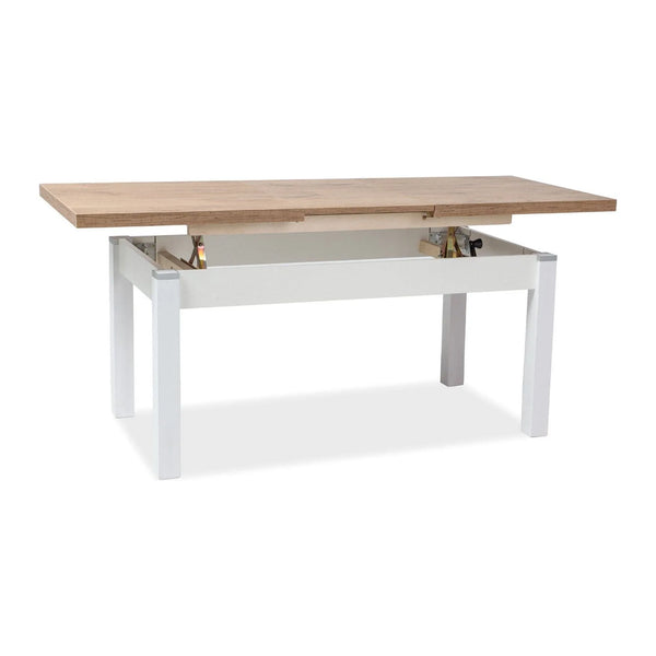 Masa extensibila KLEOPATRA, stejar/alb, PAL laminat 124/164x64x59/71 cm