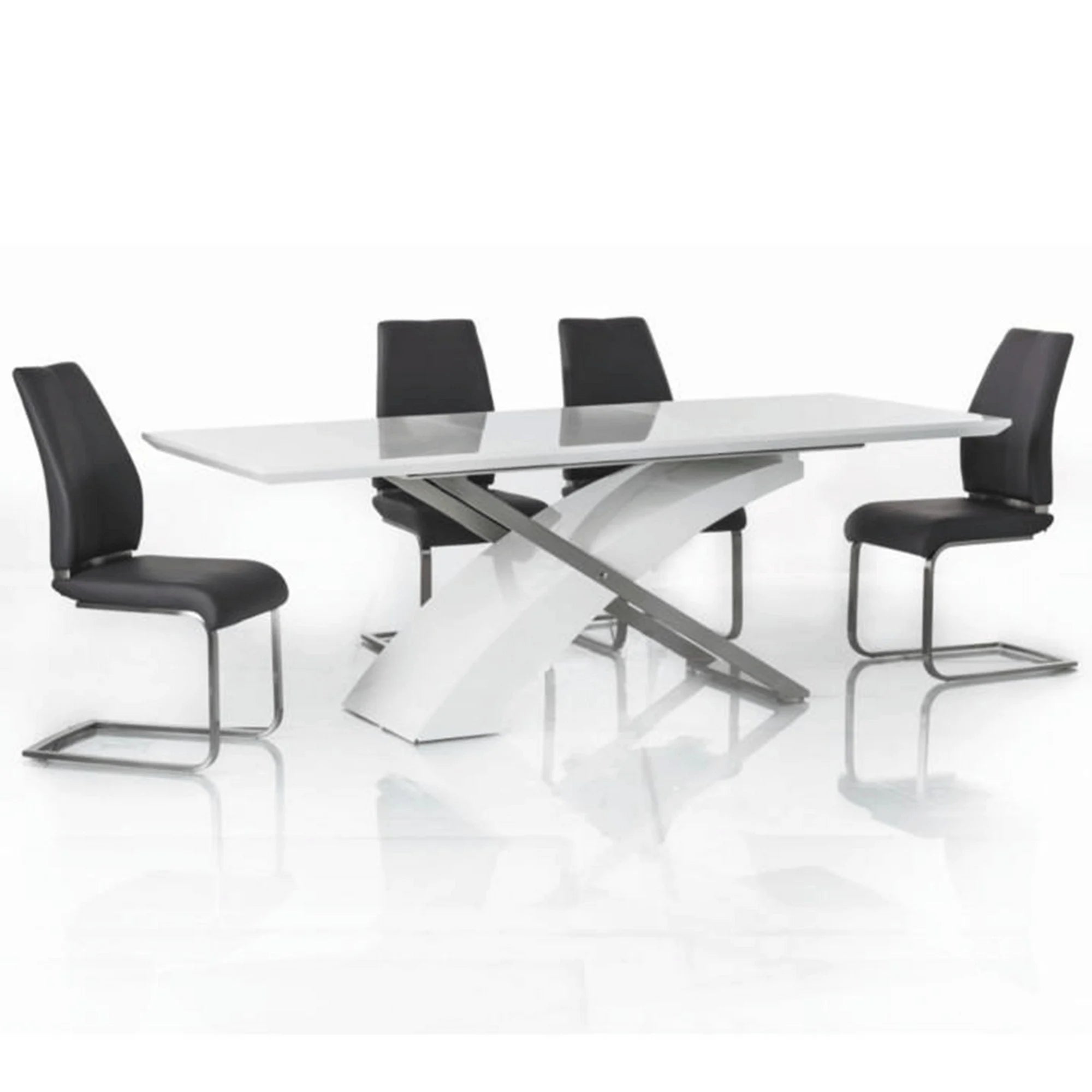 Masa extensibila KROS, alb/crom, 160/220x90x76 cm