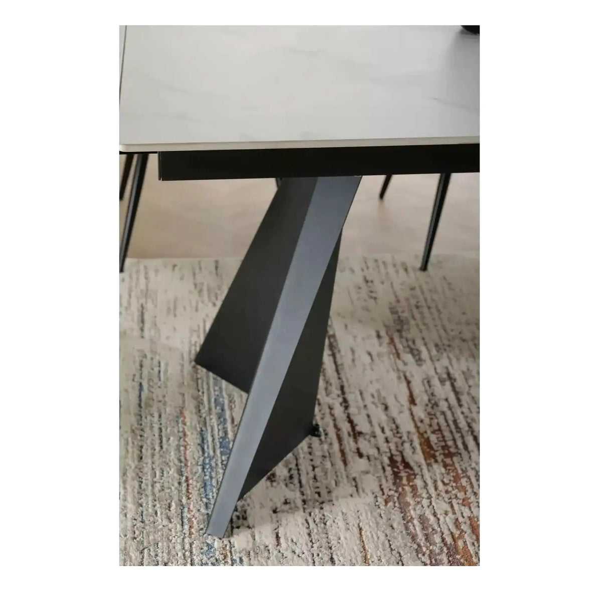 Masa extensibila LACONI, alb cu efect de marmura, ceramica/metal, 160/220x90x76 cm