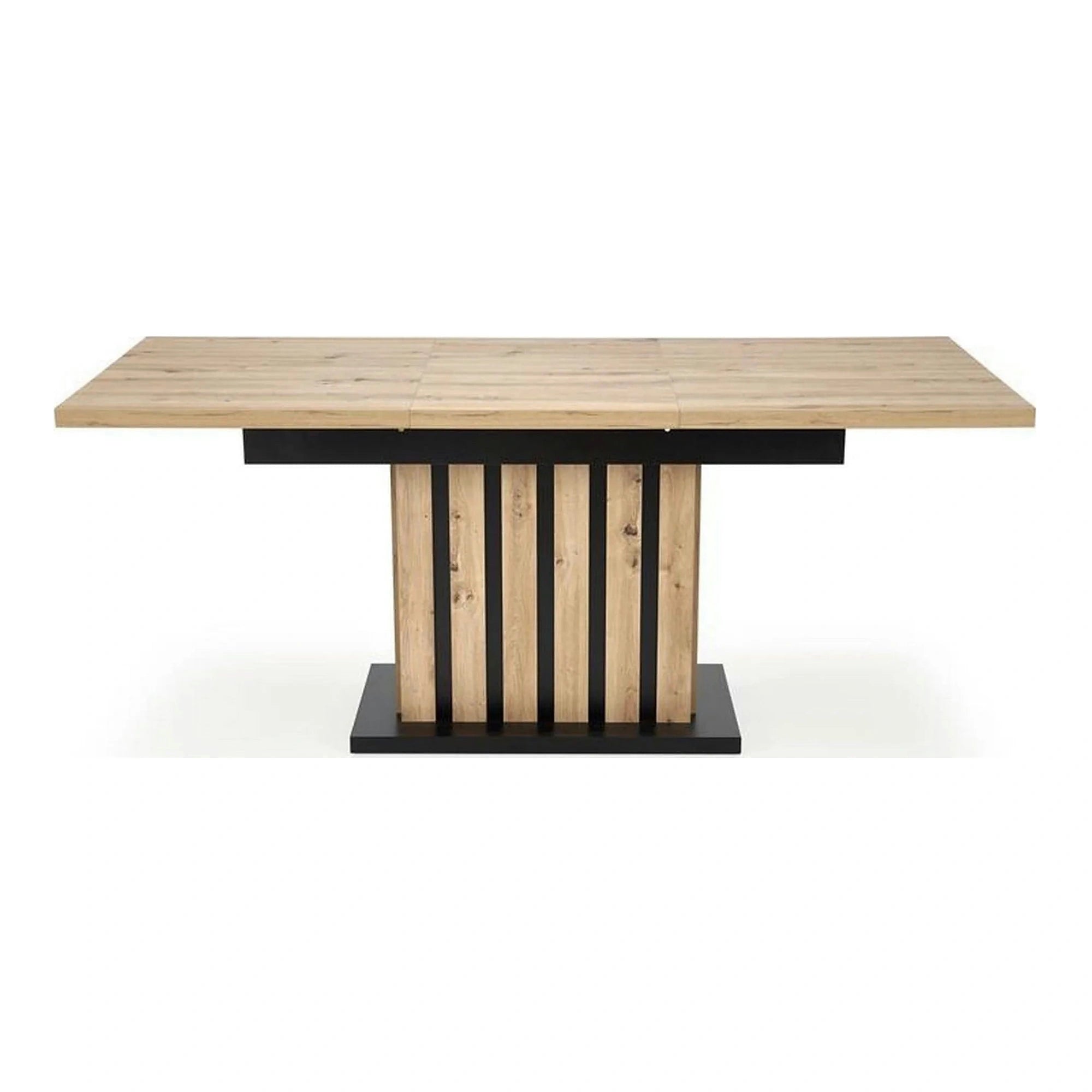 Masa extensibila LAMELLO, stejar/negru, PAL laminat, 130/180x80x76 cm