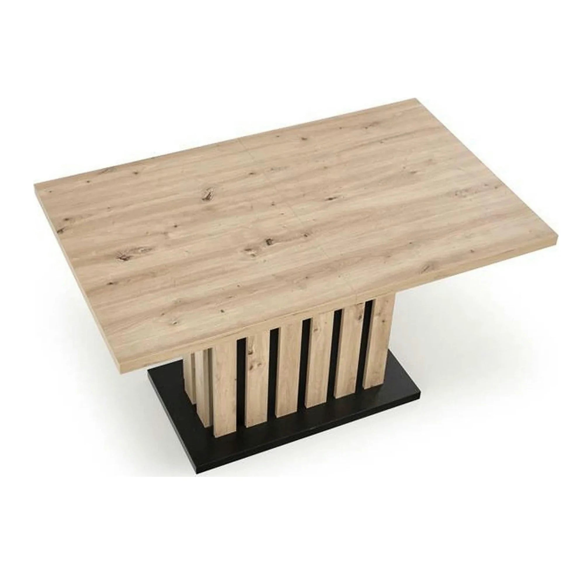 Masa extensibila LAMELLO, stejar/negru, PAL laminat, 130/180x80x76 cm