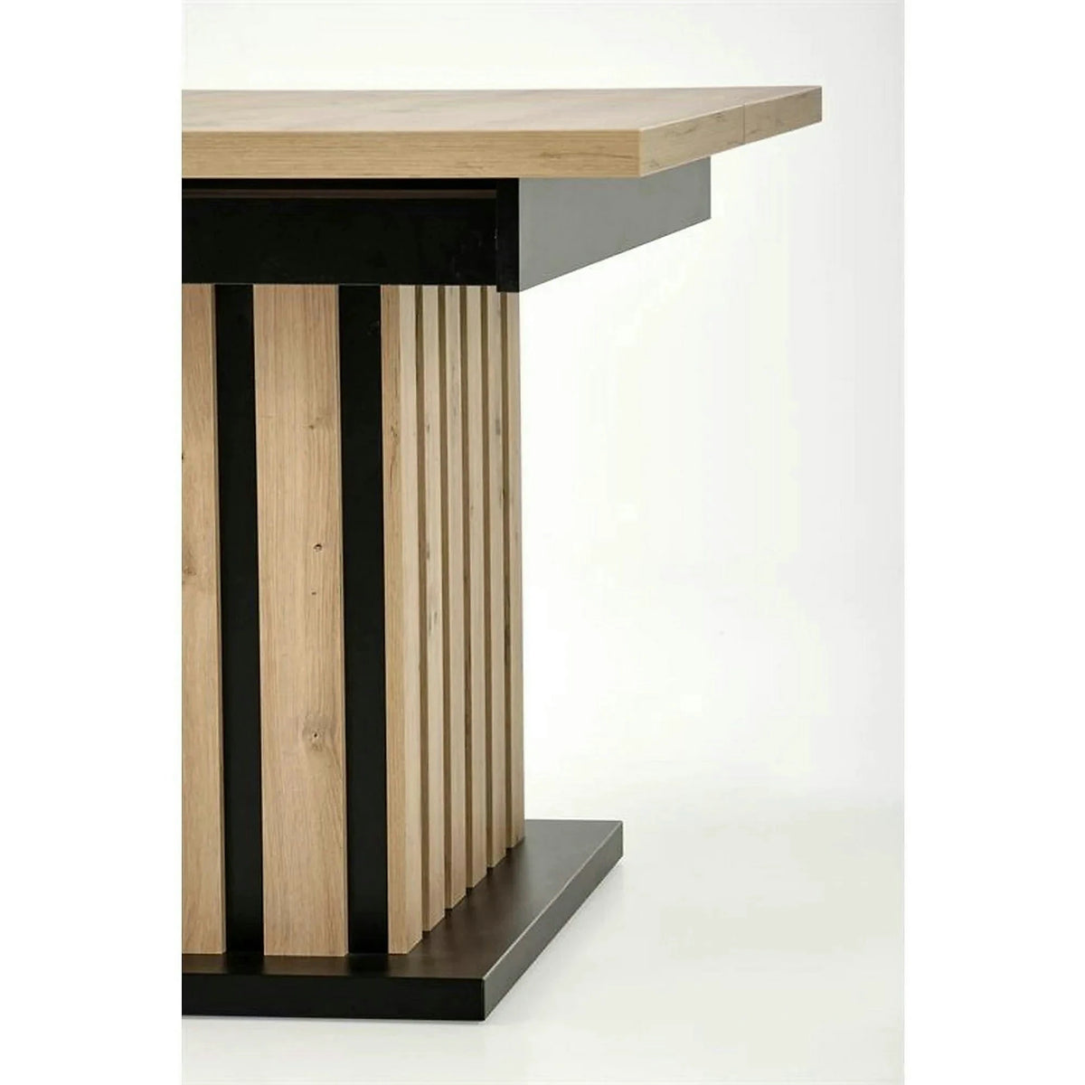 Masa extensibila LAMELLO, stejar/negru, PAL laminat, 130/180x80x76 cm