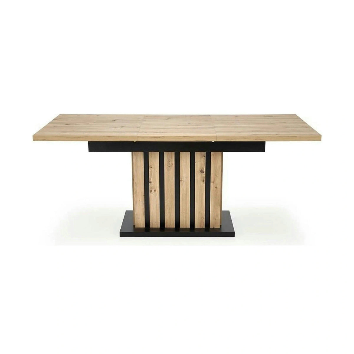Masa extensibila LAMELLO, stejar/negru, PAL laminat, 130/180x80x76 cm