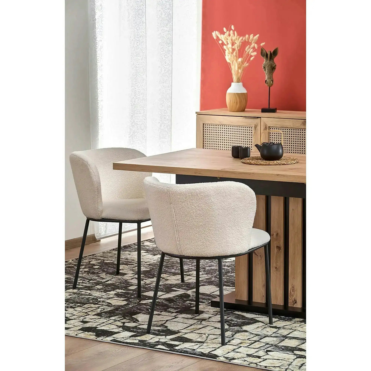 Masa extensibila LAMELLO, stejar/negru, PAL laminat, 130/180x80x76 cm