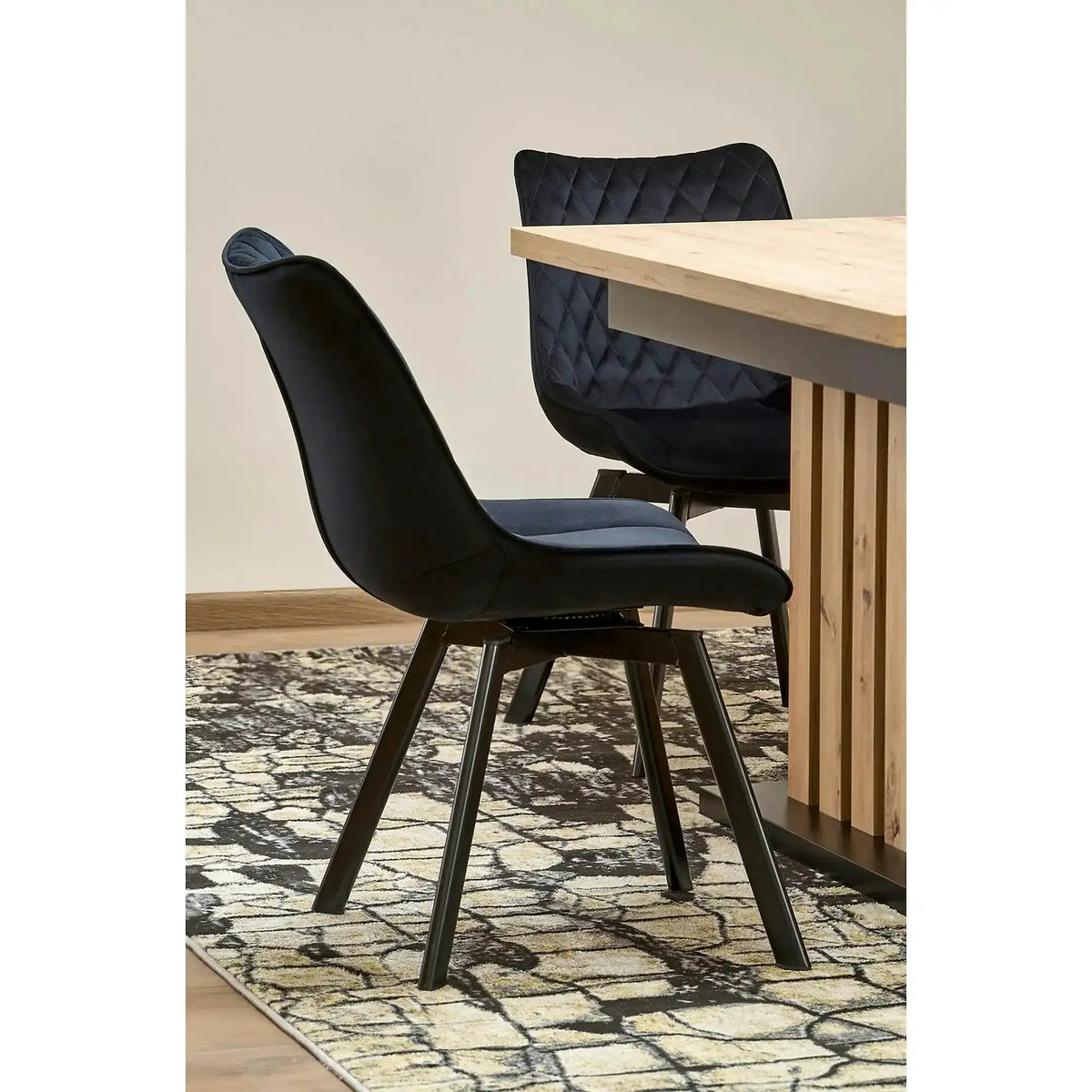 Masa extensibila LAMELLO, stejar/negru, PAL laminat, 130/180x80x76 cm