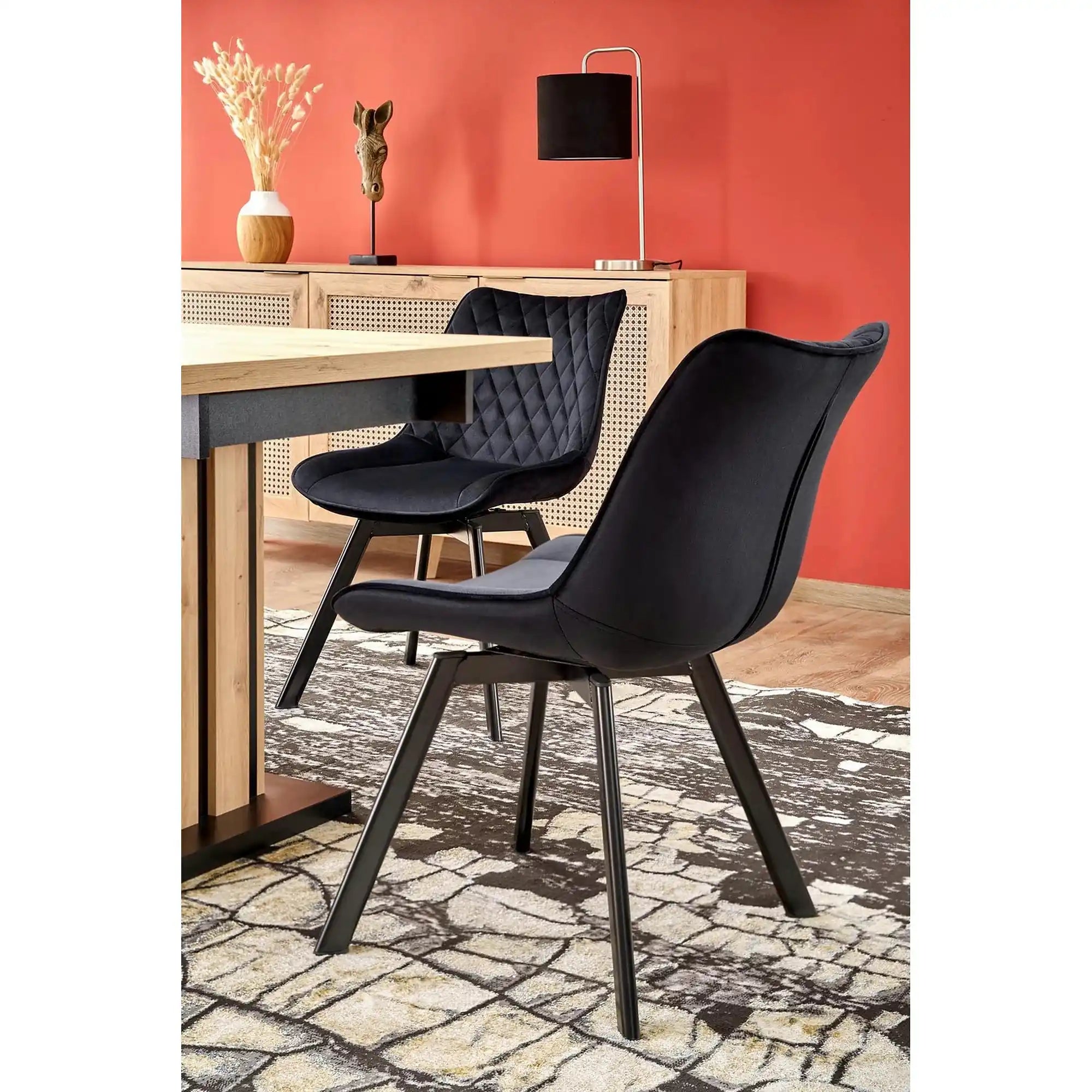 Masa extensibila LAMELLO, stejar/negru, PAL laminat, 130/180x80x76 cm