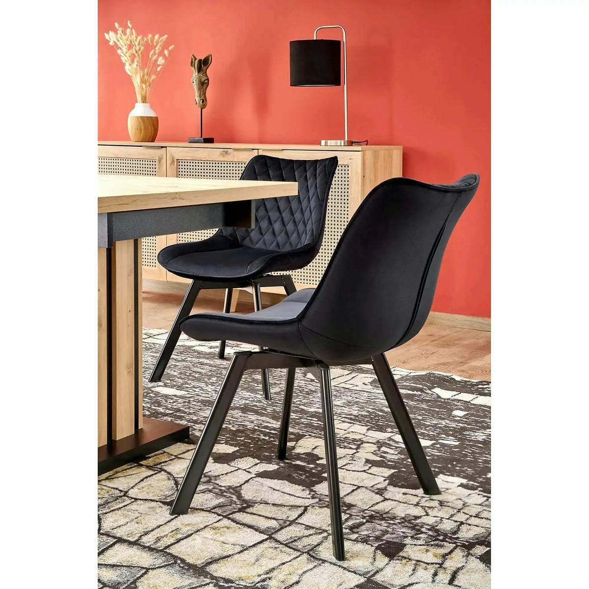 Masa extensibila LAMELLO, stejar/negru, PAL laminat, 130/180x80x76 cm